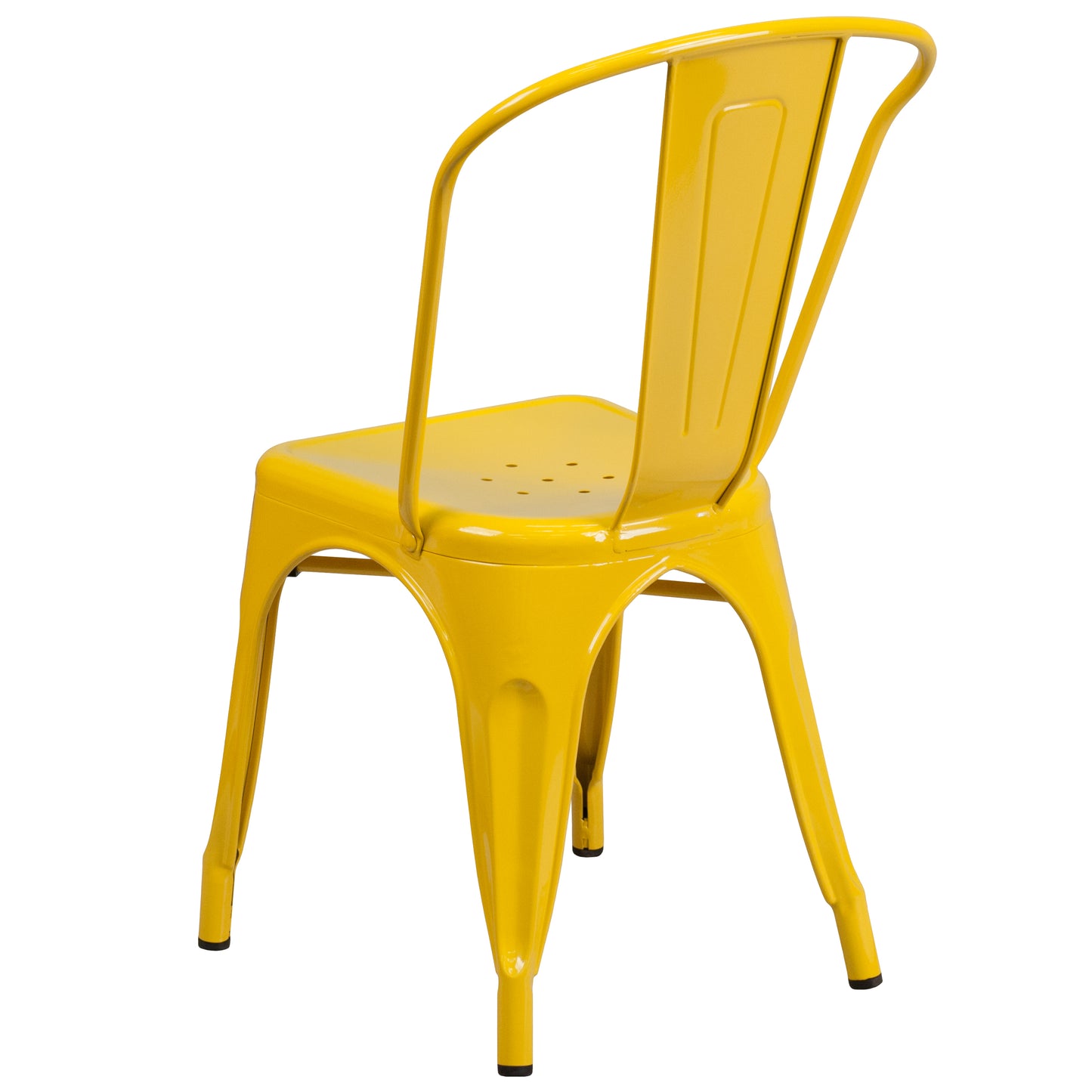 Foster Commercial Grade 31.5" Square Yellow Metal Indoor-Outdoor Table Set with 4 Stack Chairs Yellow ET-CT002-4-30-YL-GG