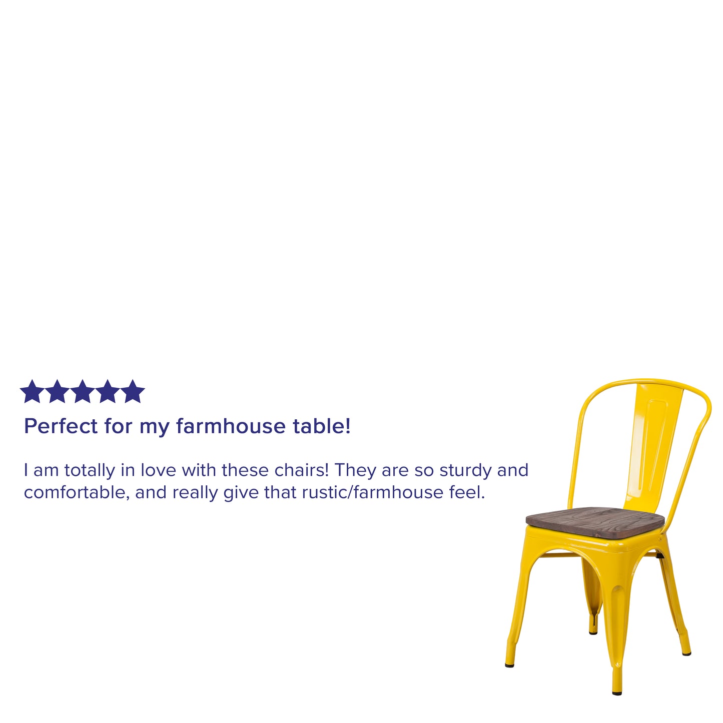 Perry Yellow Metal Stackable Chair with Wood Seat Yellow