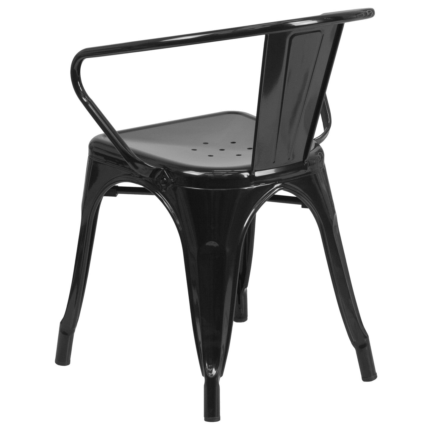 Luna Commercial Grade Black Metal Indoor-Outdoor Chair with Arms Black
