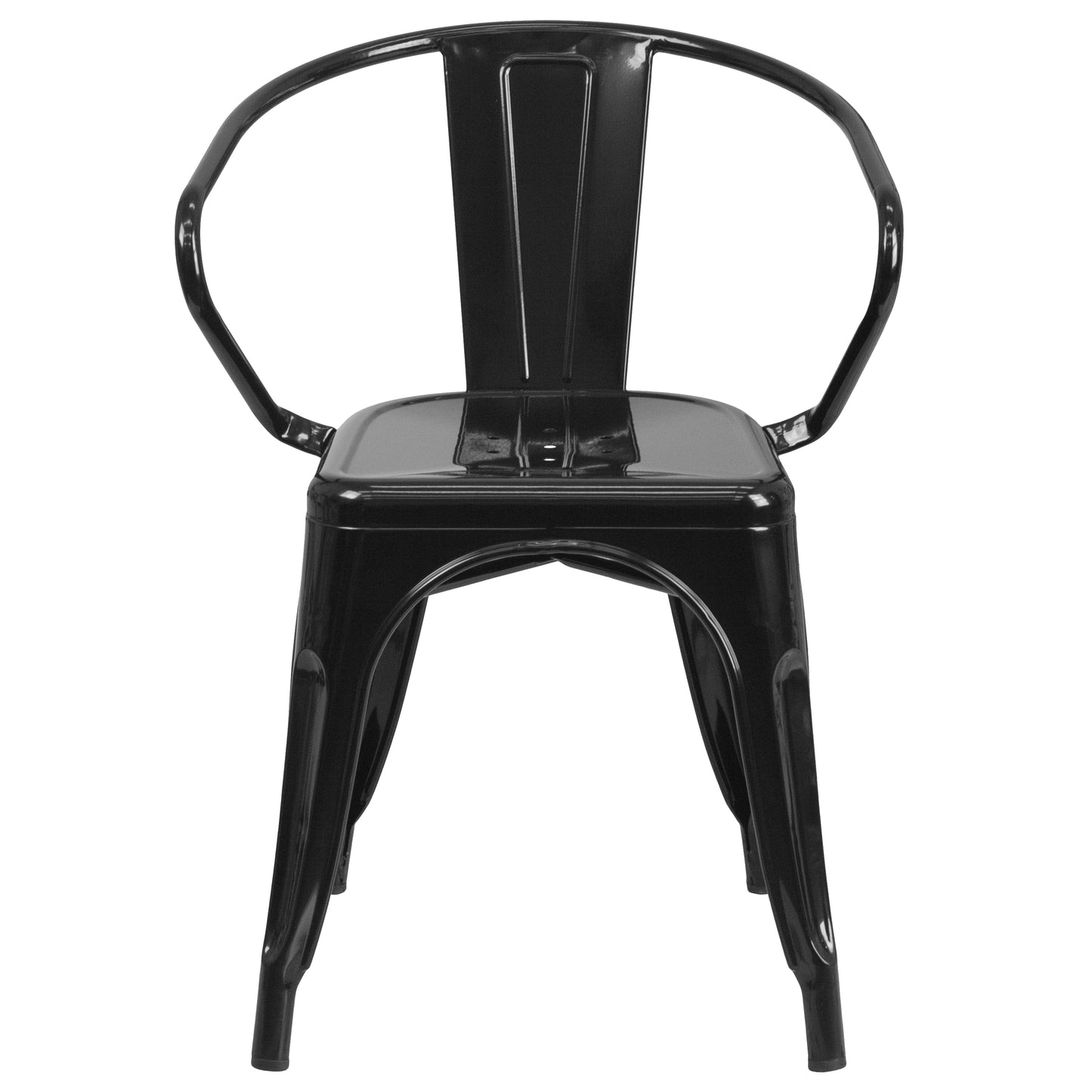 Luna Commercial Grade Black Metal Indoor-Outdoor Chair with Arms Black