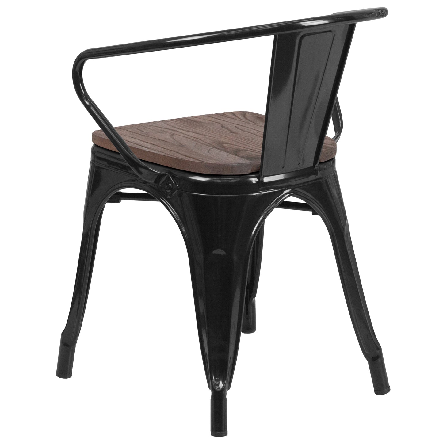 Luna Black Metal Chair with Wood Seat and Arms Black