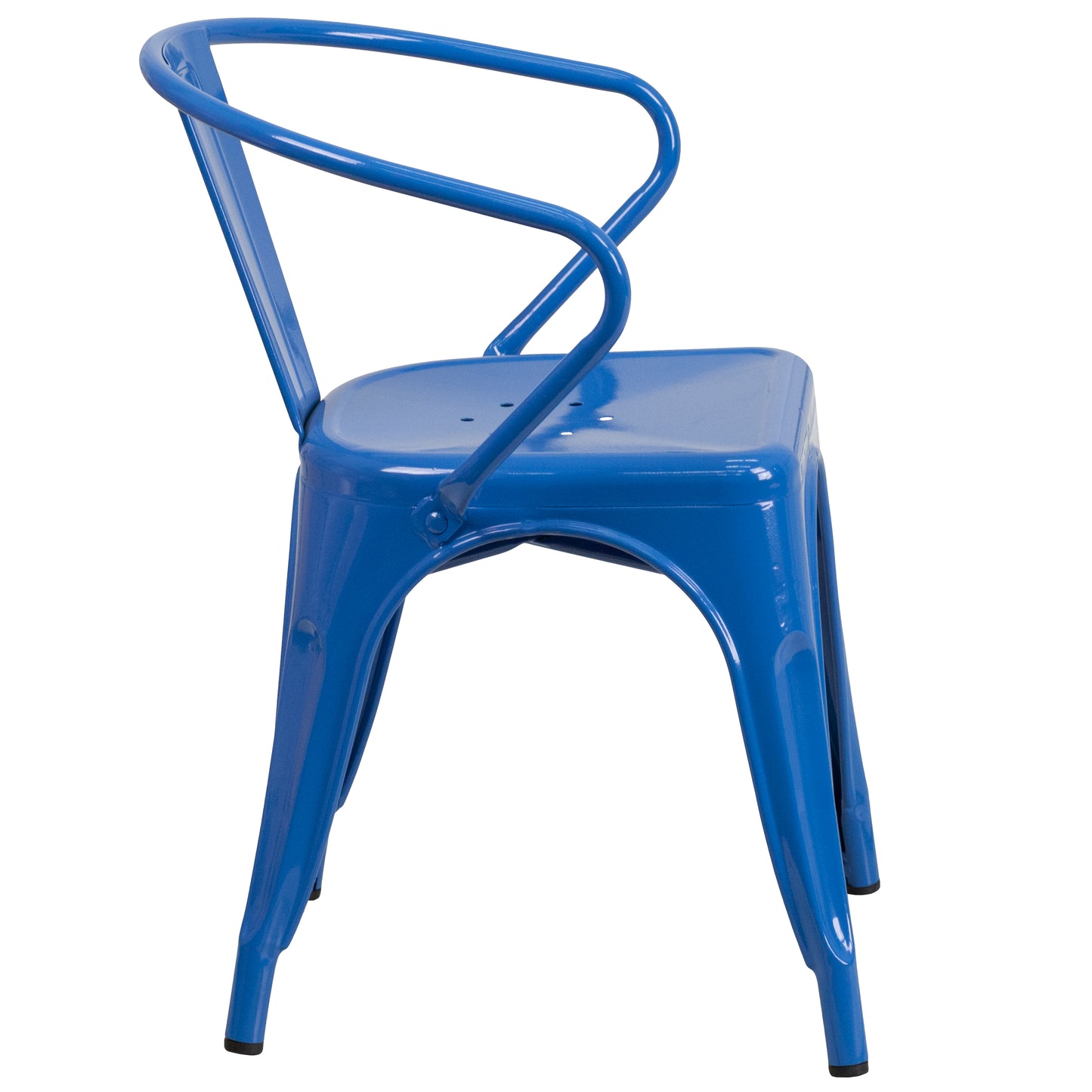 Luna Commercial Grade Blue Metal Indoor-Outdoor Chair with Arms Blue