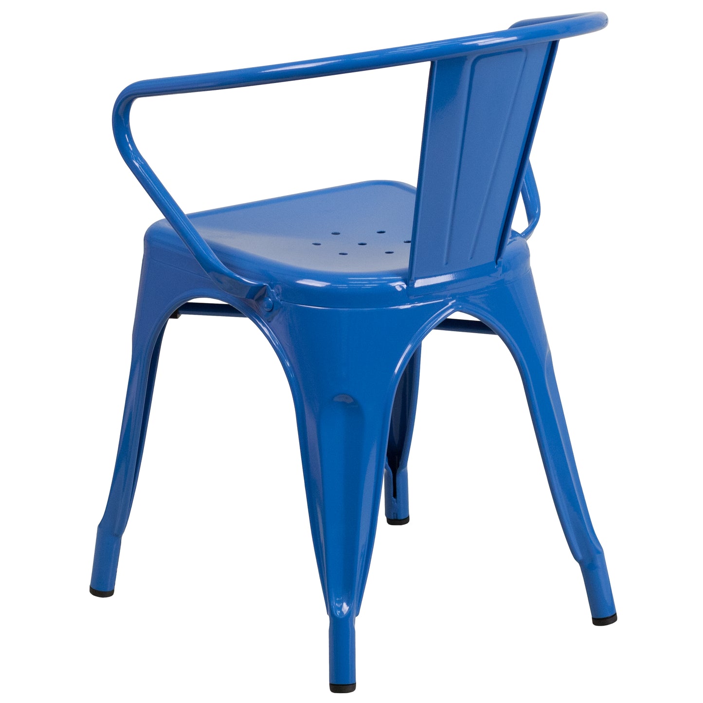 Luna Commercial Grade Blue Metal Indoor-Outdoor Chair with Arms Blue