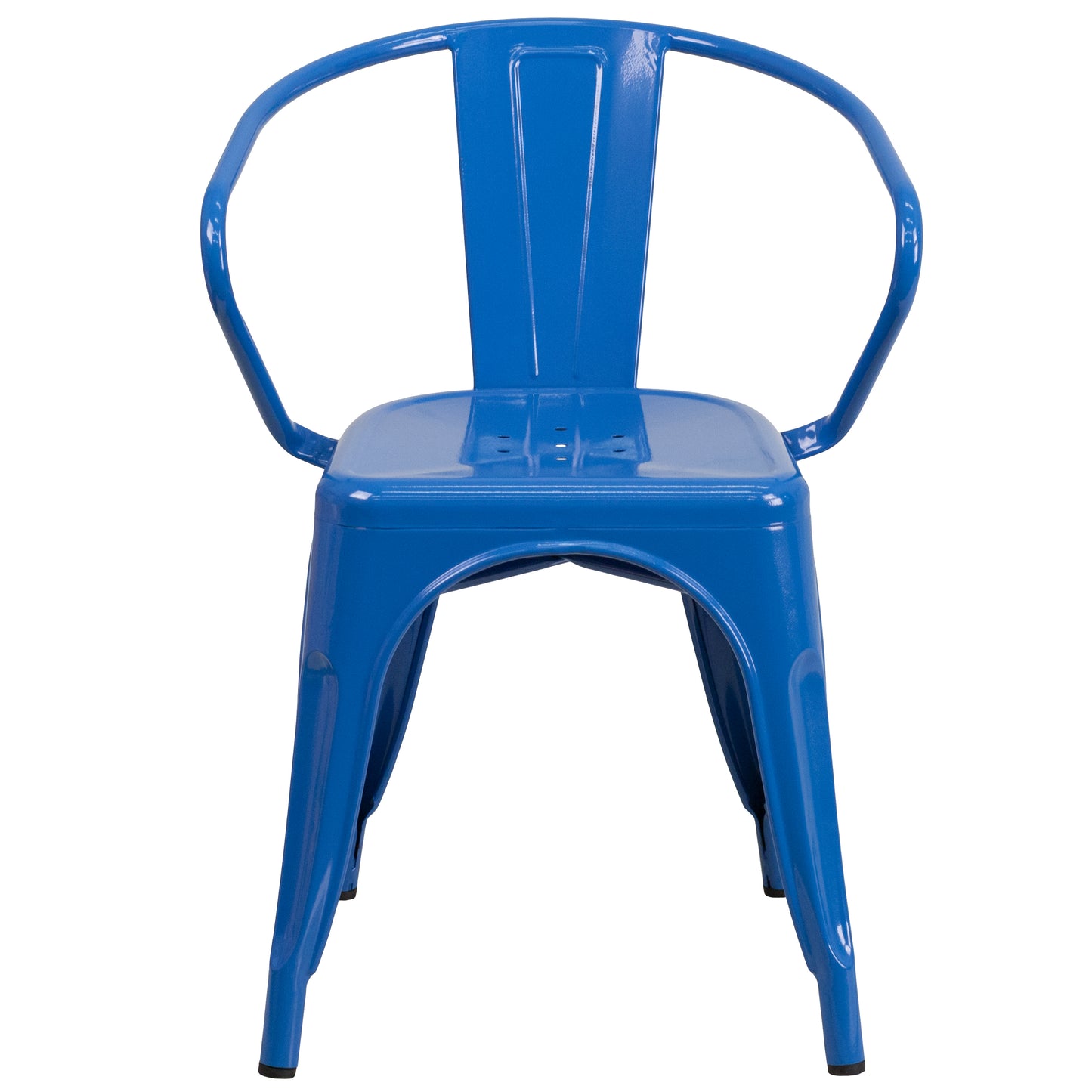 Luna Commercial Grade Blue Metal Indoor-Outdoor Chair with Arms Blue