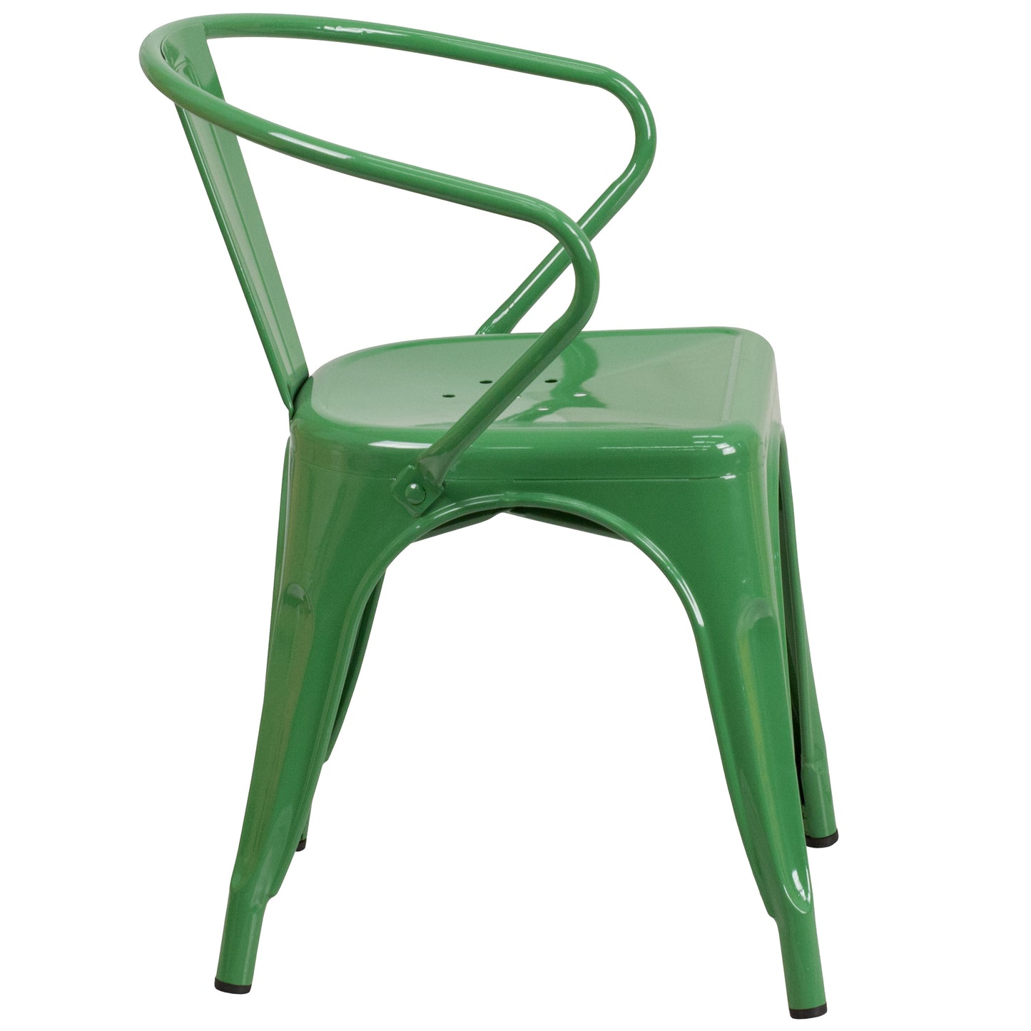 Luna Commercial Grade Green Metal Indoor-Outdoor Chair with Arms Green