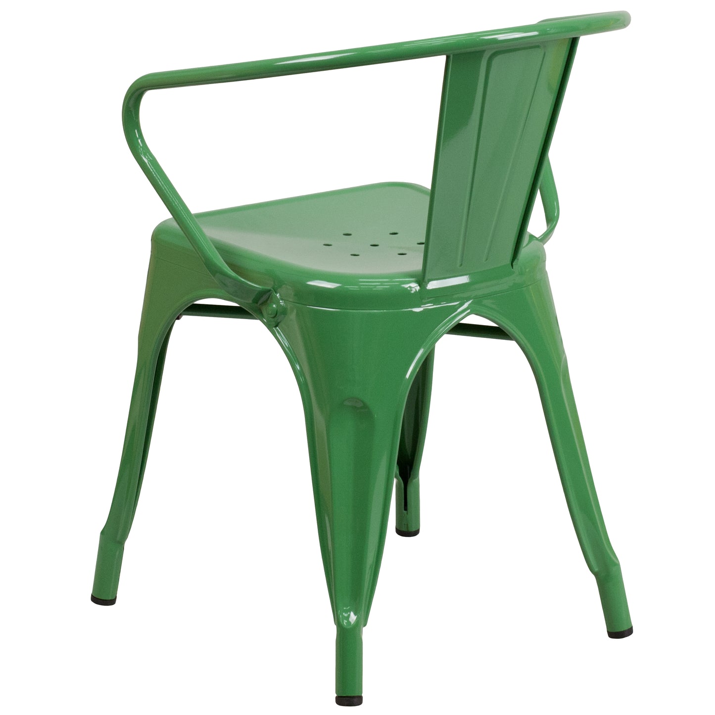 Luna Commercial Grade Green Metal Indoor-Outdoor Chair with Arms Green