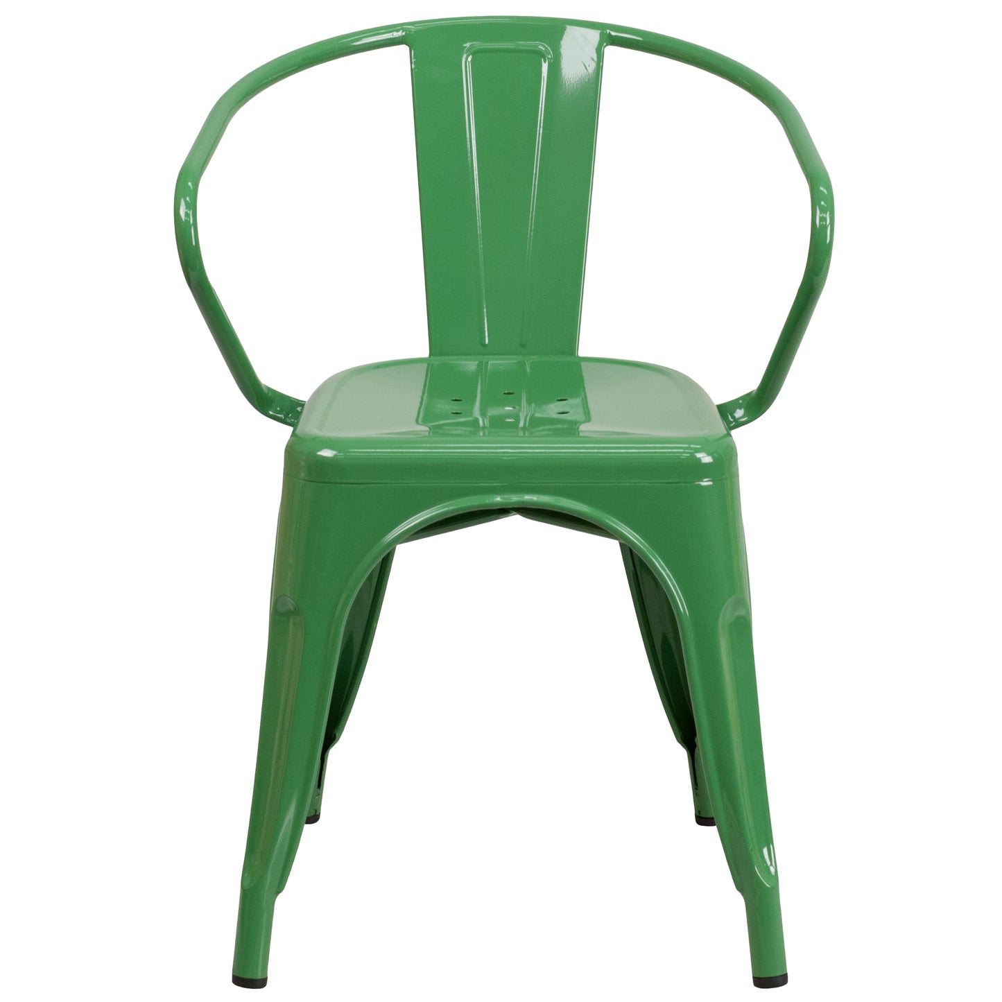 Luna Commercial Grade Green Metal Indoor-Outdoor Chair with Arms Green