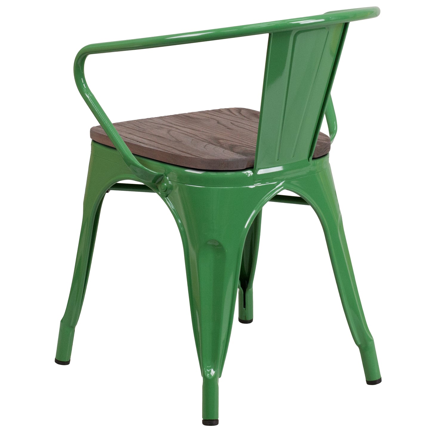 Luna Green Metal Chair with Wood Seat and Arms Green