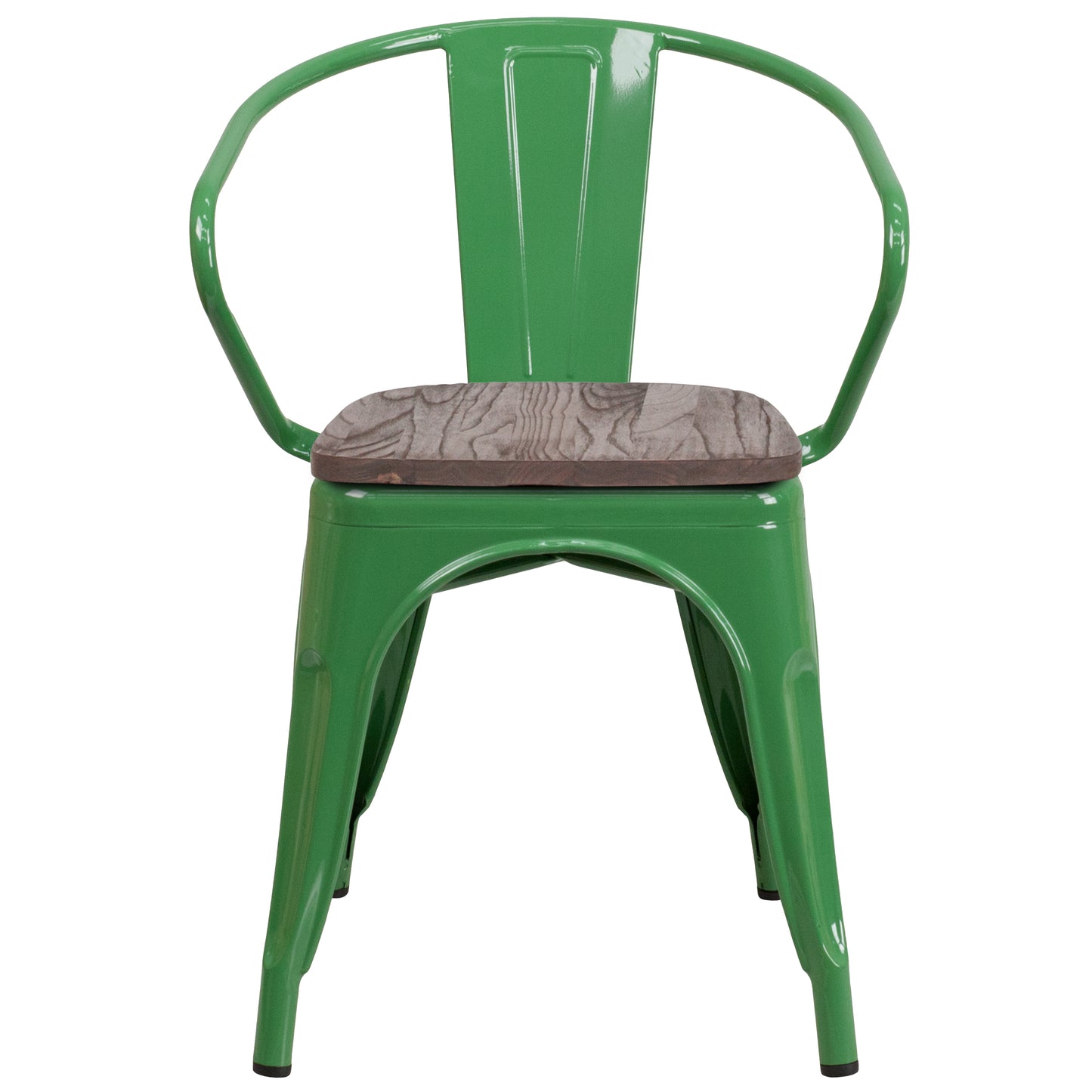 Luna Green Metal Chair with Wood Seat and Arms Green