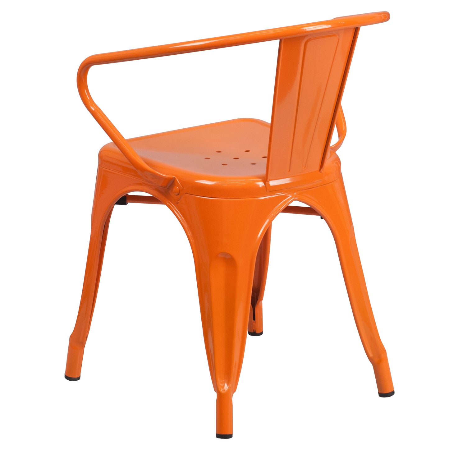 Luna Commercial Grade Orange Metal Indoor-Outdoor Chair with Arms Orange