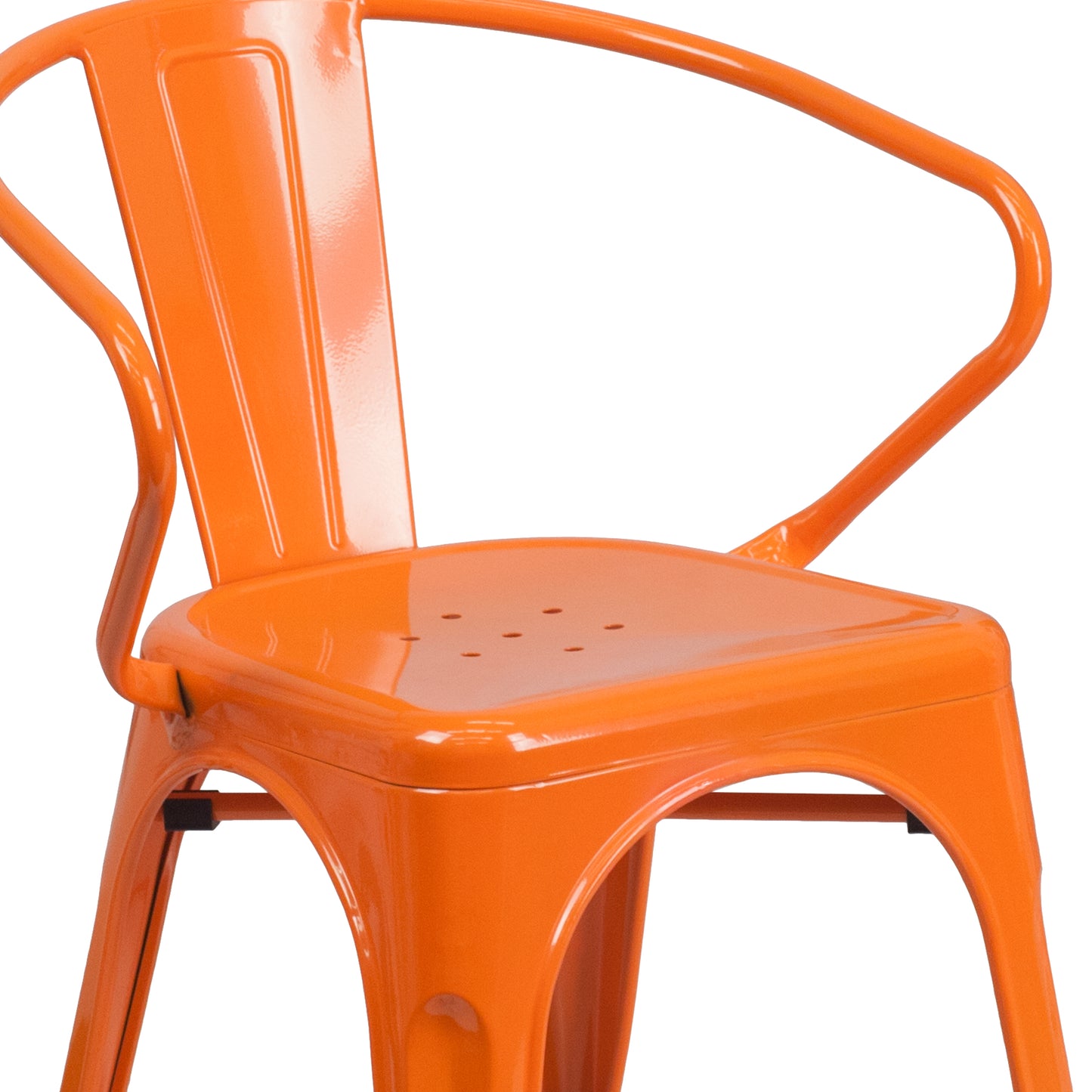 Luna Commercial Grade Orange Metal Indoor-Outdoor Chair with Arms Orange