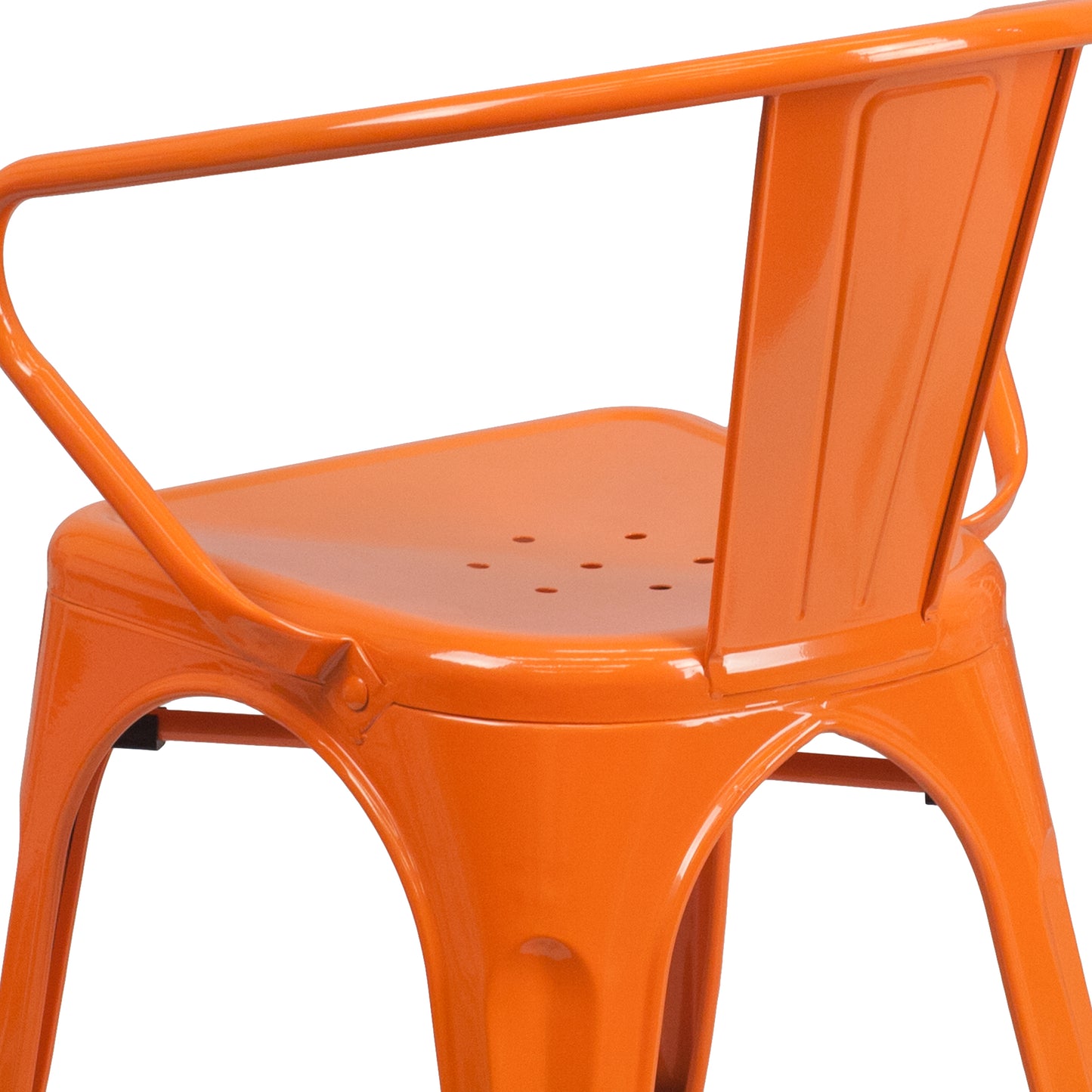 Luna Commercial Grade Orange Metal Indoor-Outdoor Chair with Arms Orange