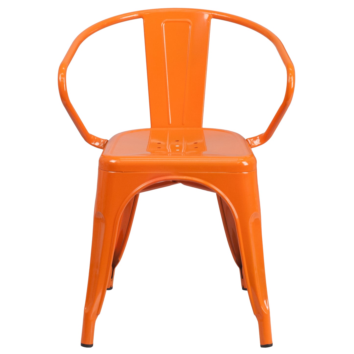 Luna Commercial Grade Orange Metal Indoor-Outdoor Chair with Arms Orange
