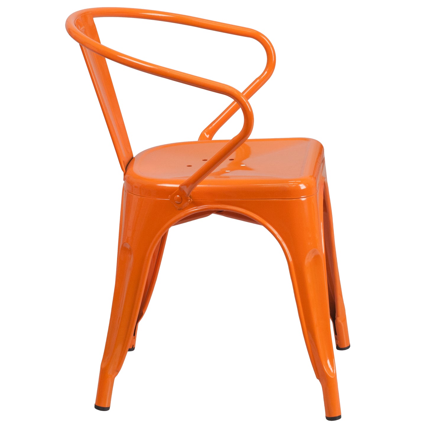 Luna Commercial Grade Orange Metal Indoor-Outdoor Chair with Arms Orange