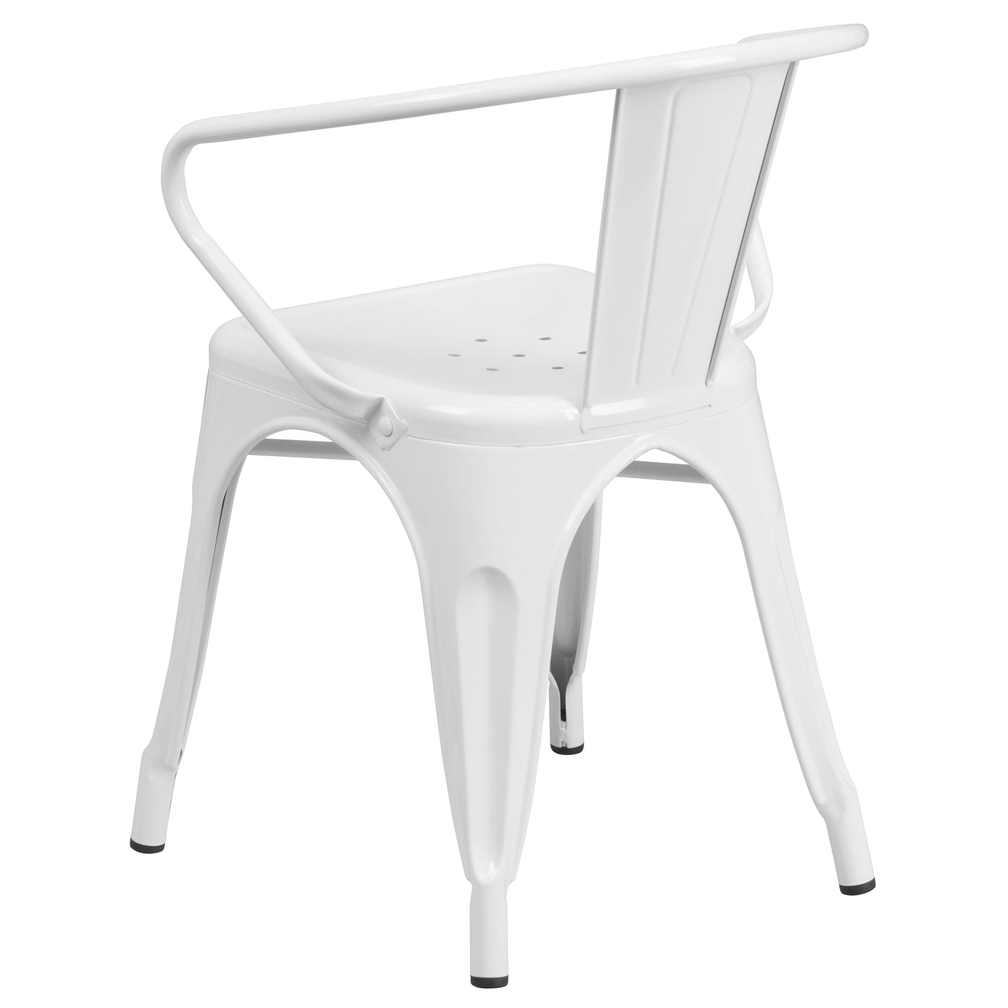 Luna Commercial Grade White Metal Indoor-Outdoor Chair with Arms White
