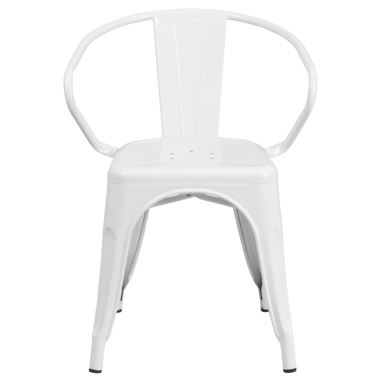 Luna Commercial Grade White Metal Indoor-Outdoor Chair with Arms White