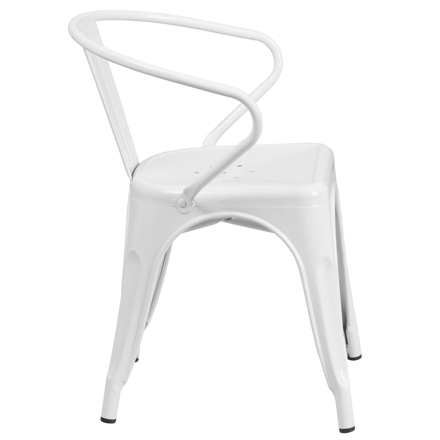 Luna Commercial Grade White Metal Indoor-Outdoor Chair with Arms White