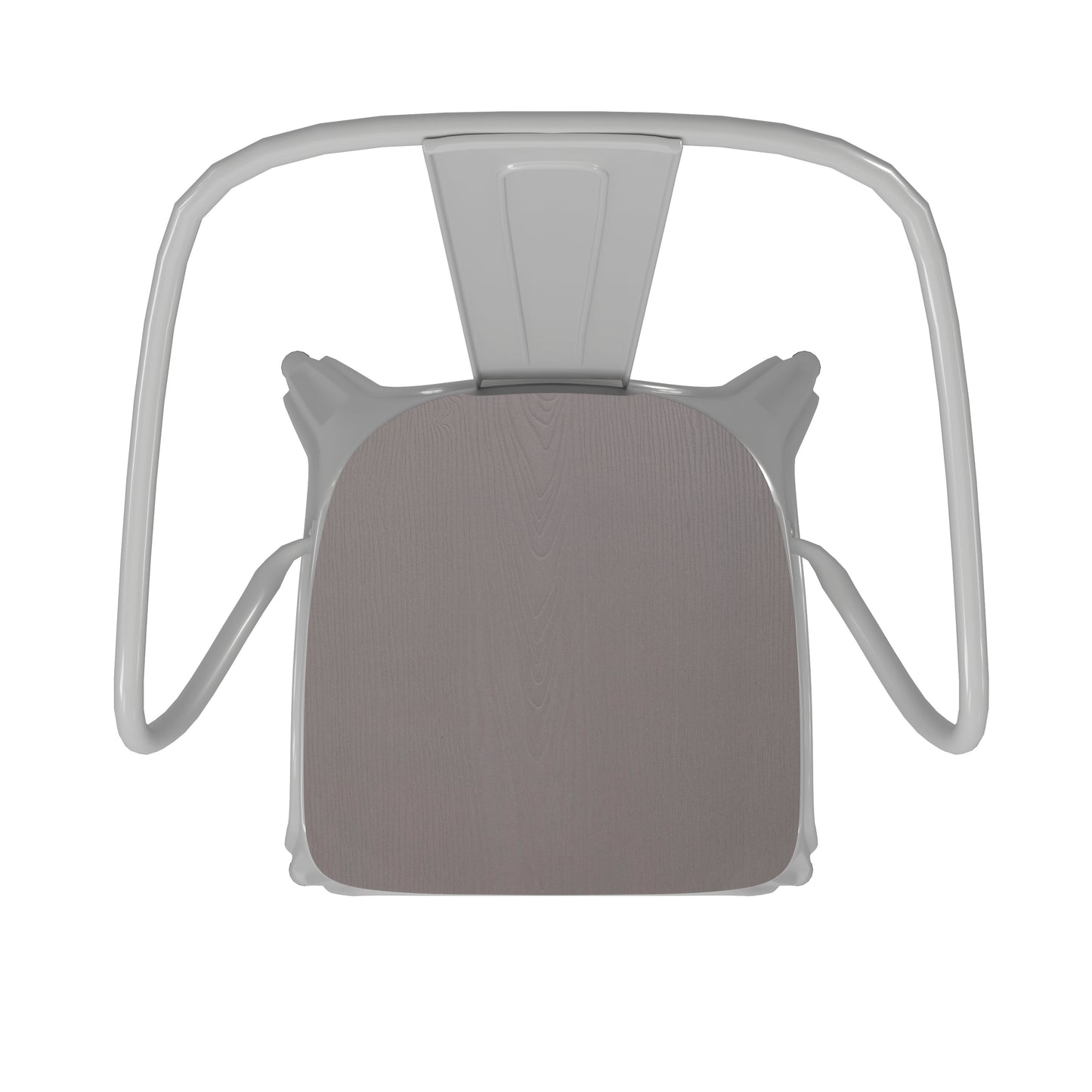 Luna Commercial Grade White Metal Indoor-Outdoor Chair with Arms with Gray Poly Resin Wood Seat Gray Seat/White Frame CH-31270-WH-PL1G-GG