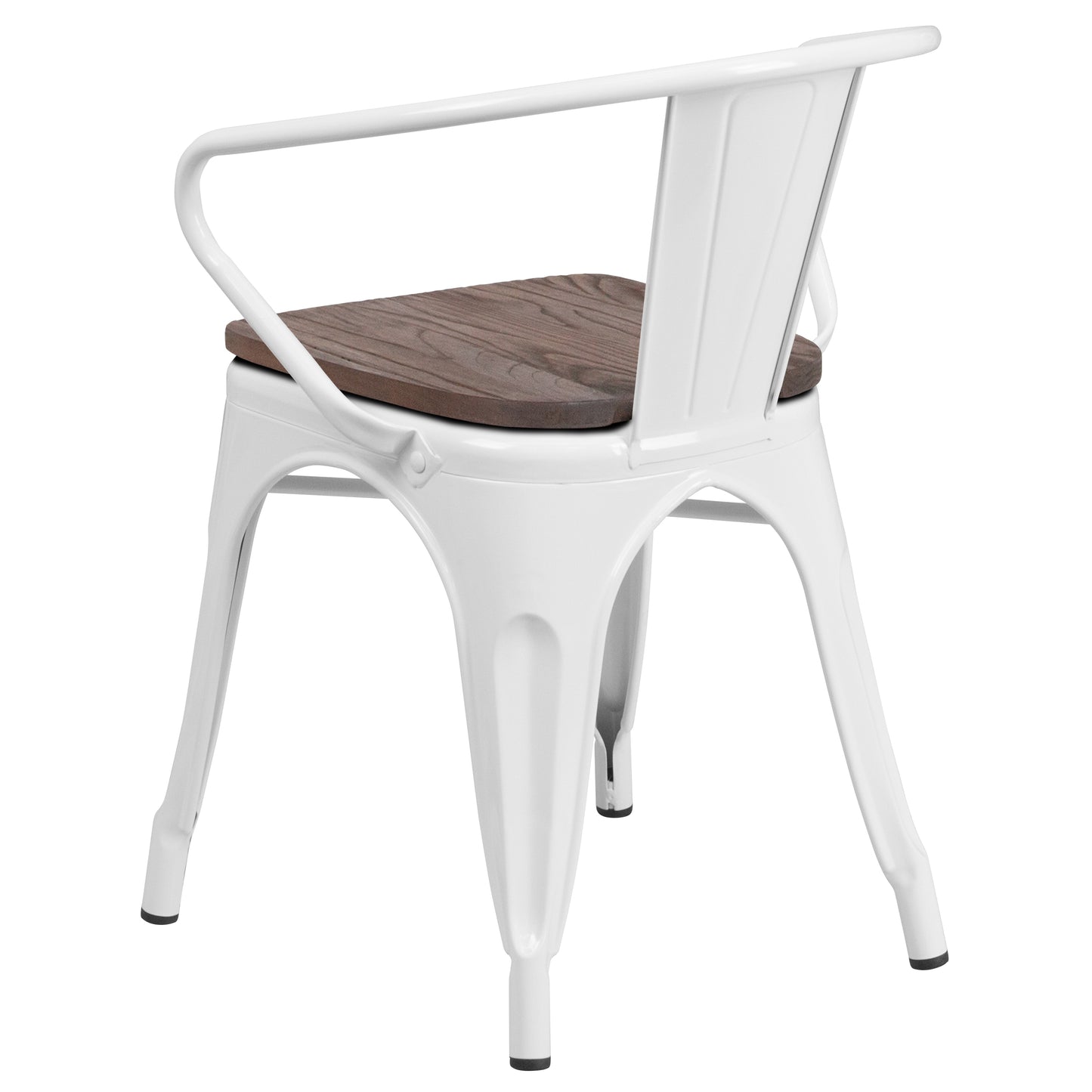 Luna White Metal Chair with Wood Seat and Arms White