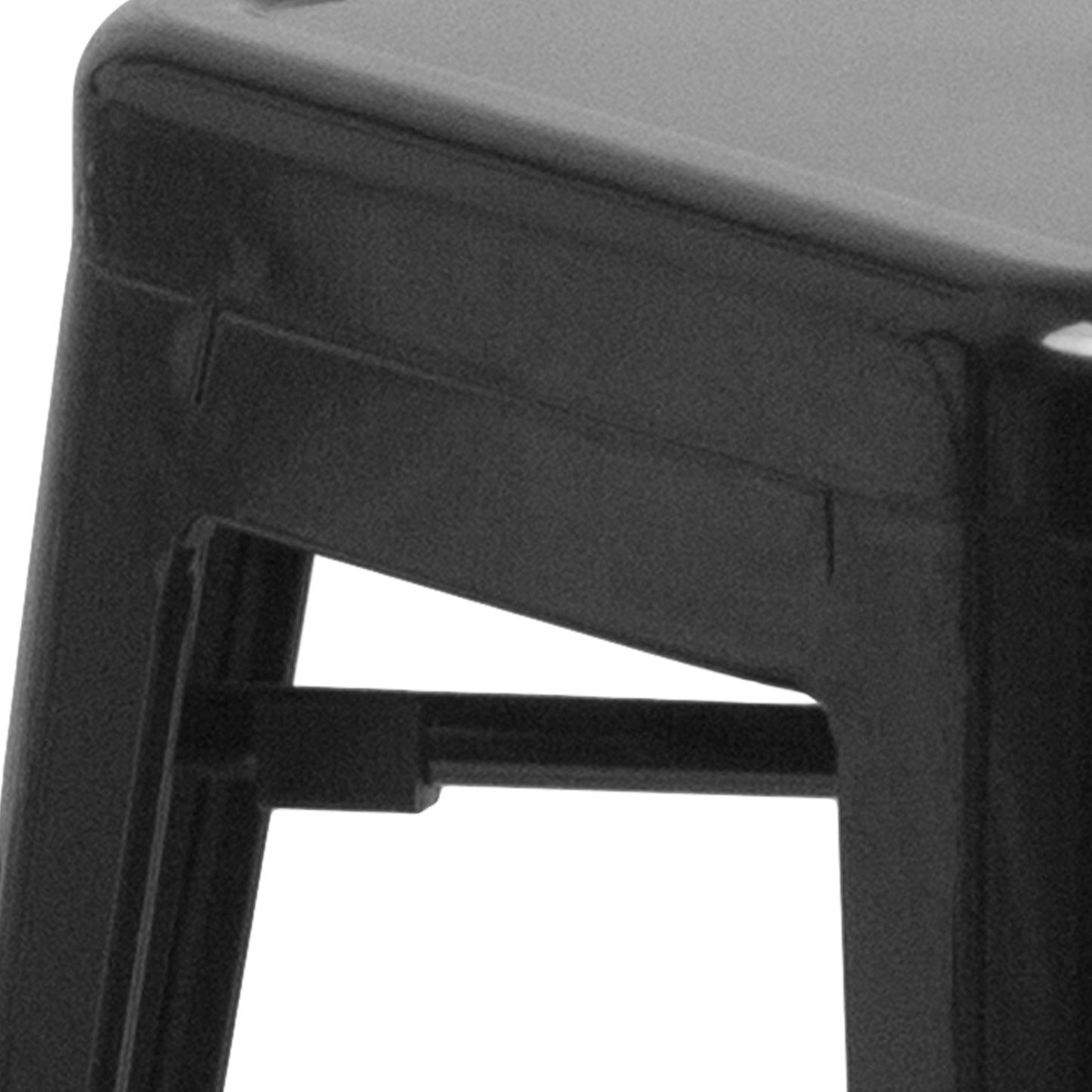 Kai Commercial Grade 24" High Backless Black Metal Indoor-Outdoor Counter Height Stool with Square Seat Black