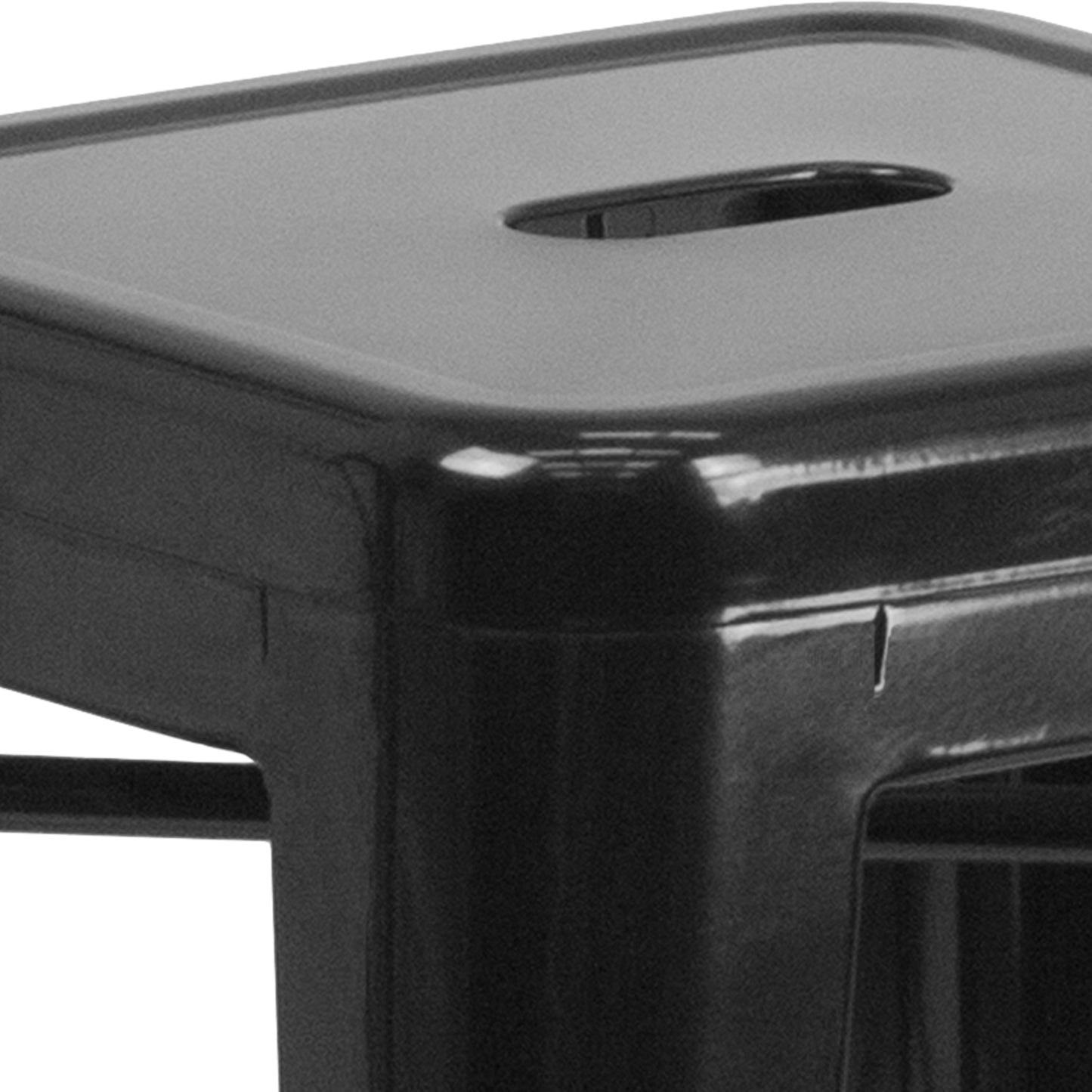 Kai Commercial Grade 24" High Backless Black Metal Indoor-Outdoor Counter Height Stool with Square Seat Black