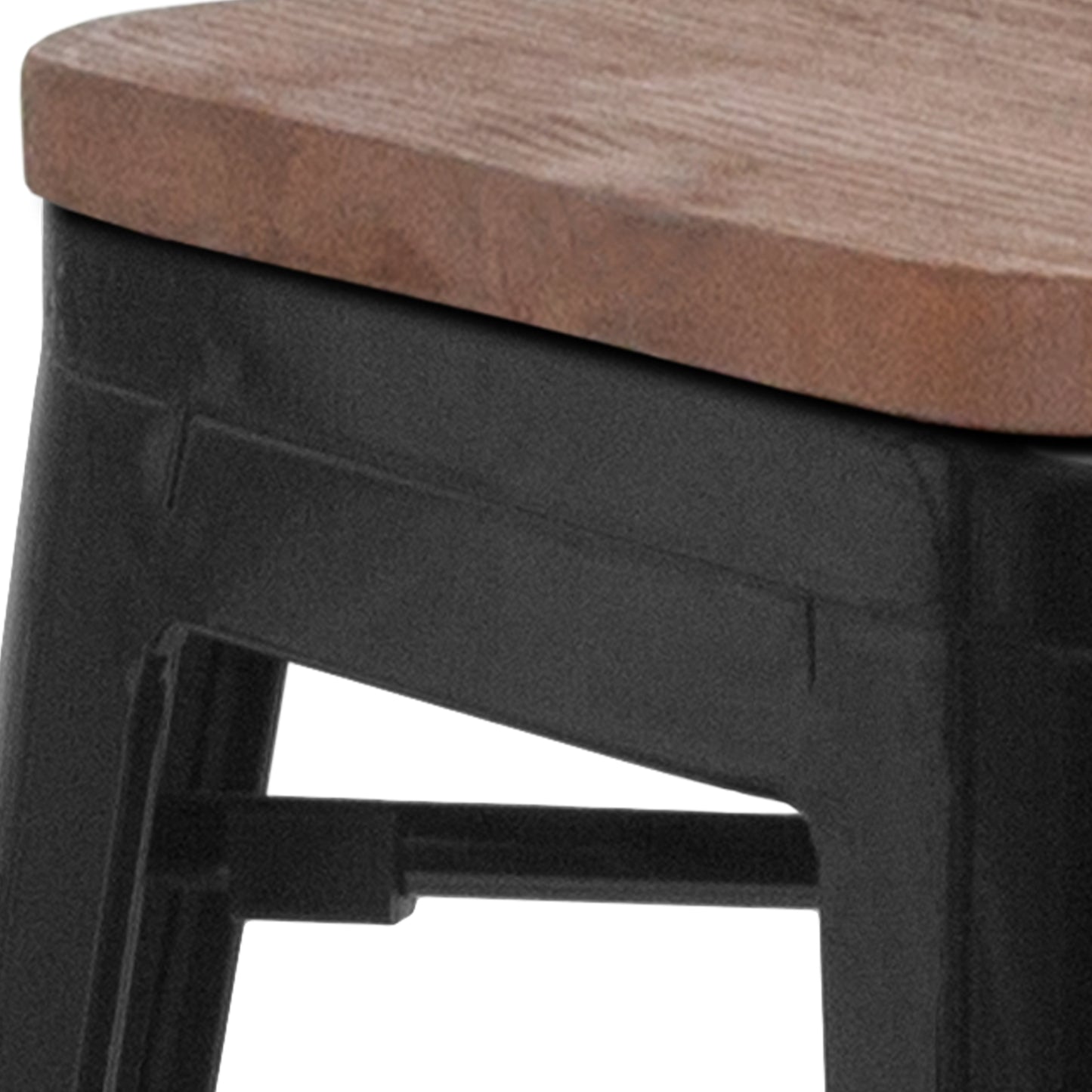 Lily 24" High Backless Black Metal Counter Height Stool with Square Wood Seat Black