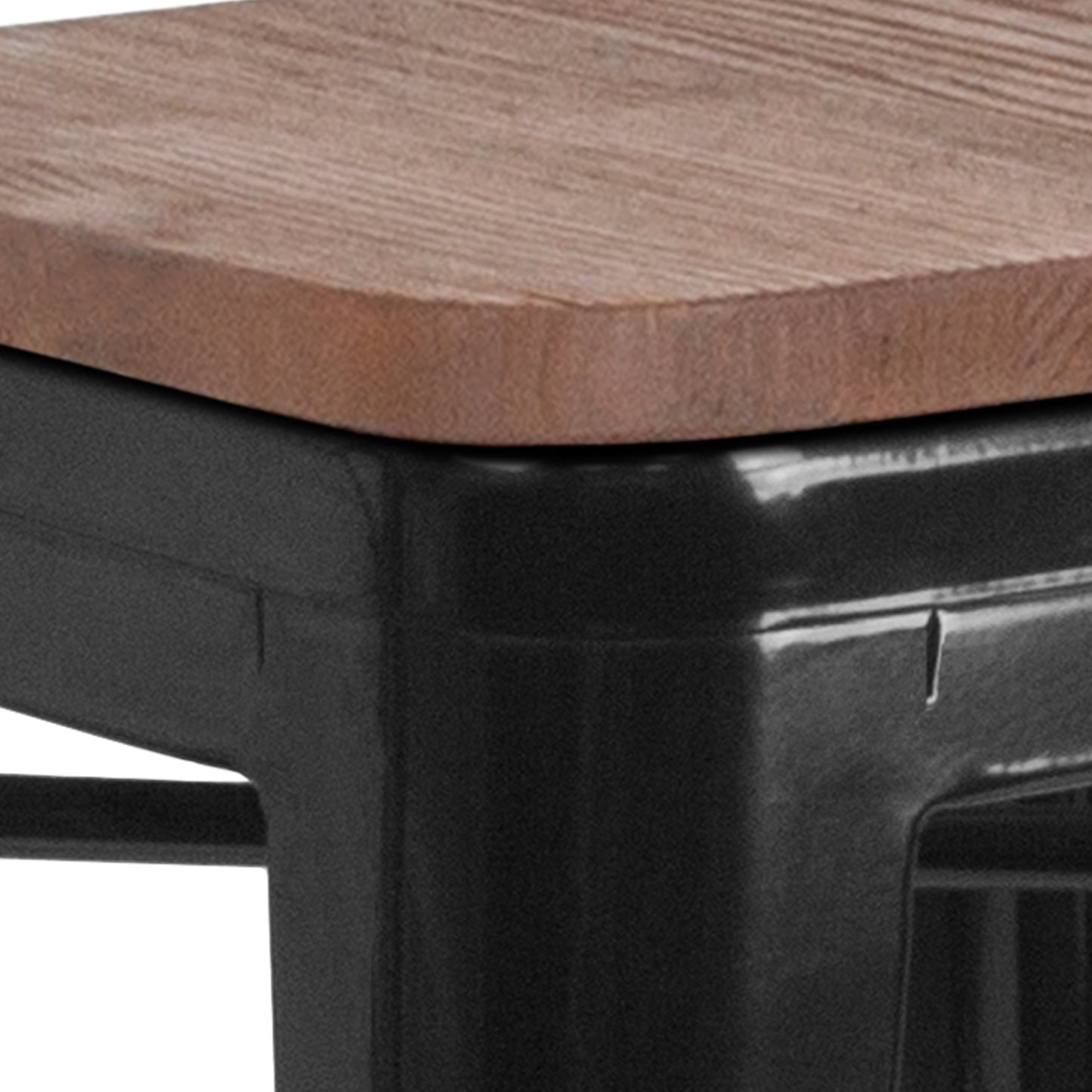 Lily 24" High Backless Black Metal Counter Height Stool with Square Wood Seat Black