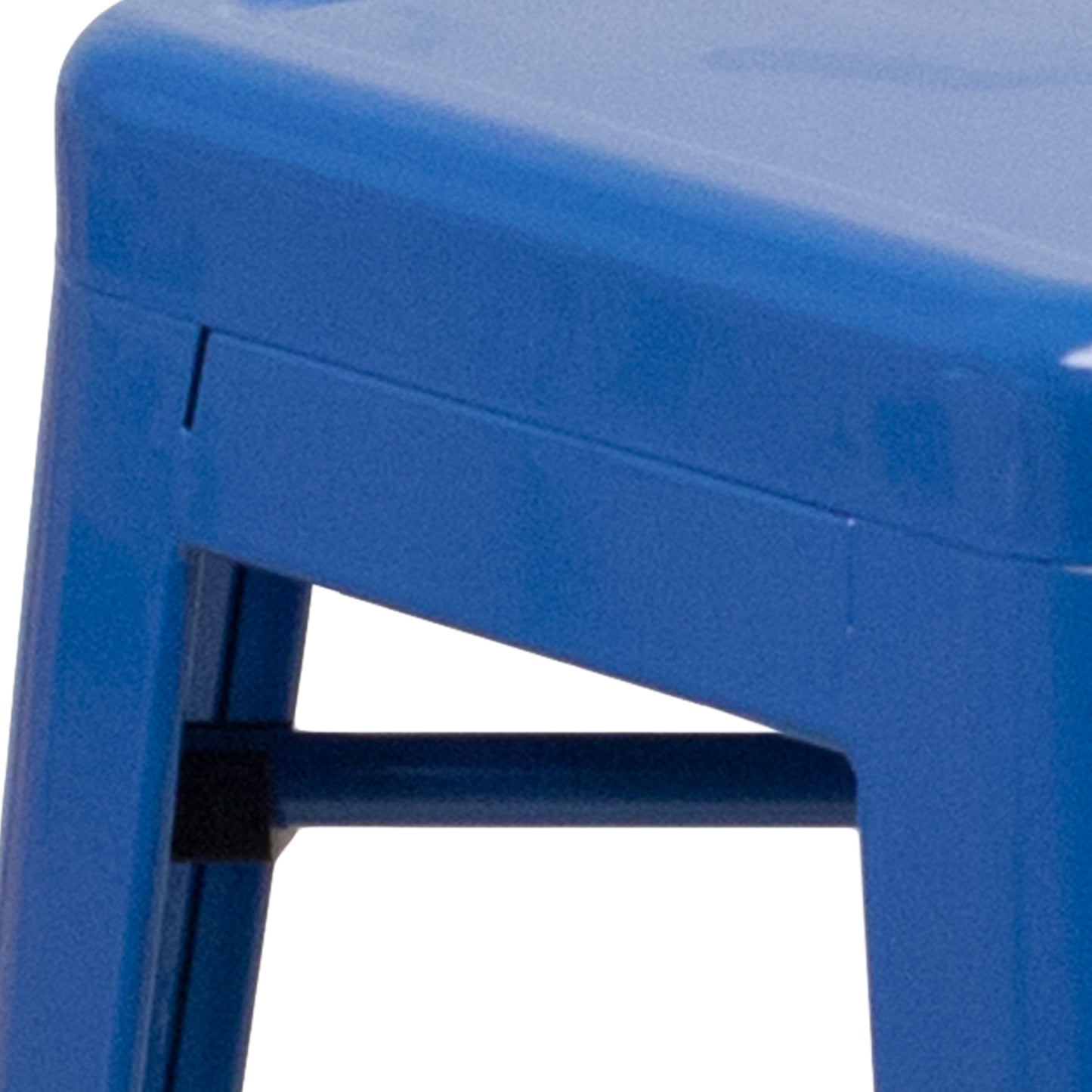 Kai Commercial Grade 24" High Backless Blue Metal Indoor-Outdoor Counter Height Stool with Square Seat Blue