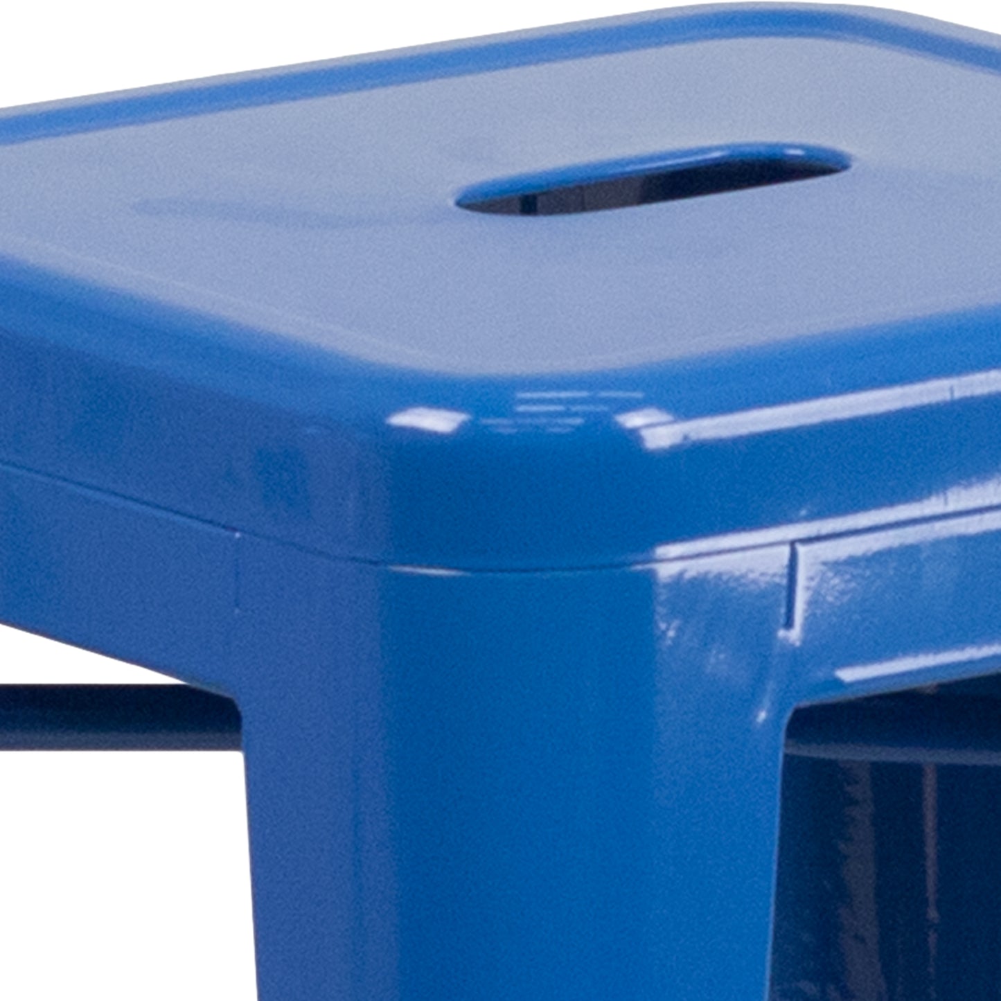 Kai Commercial Grade 24" High Backless Blue Metal Indoor-Outdoor Counter Height Stool with Square Seat Blue