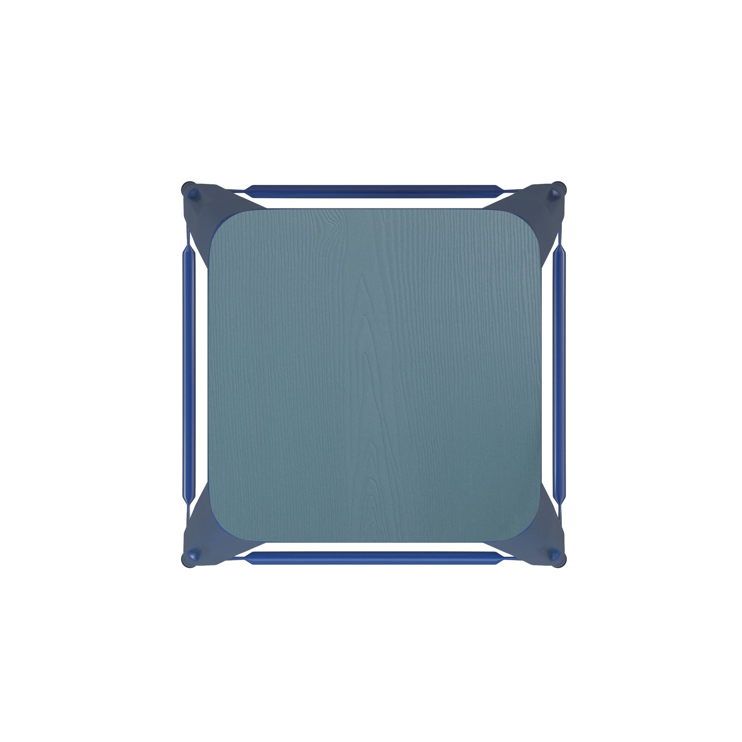 Kai Commercial Grade 24" High Backless Blue Metal Indoor-Outdoor Counter Height Stool with Teal-Blue Poly Resin Wood Seat Teal-Blue Seat/Blue Frame
