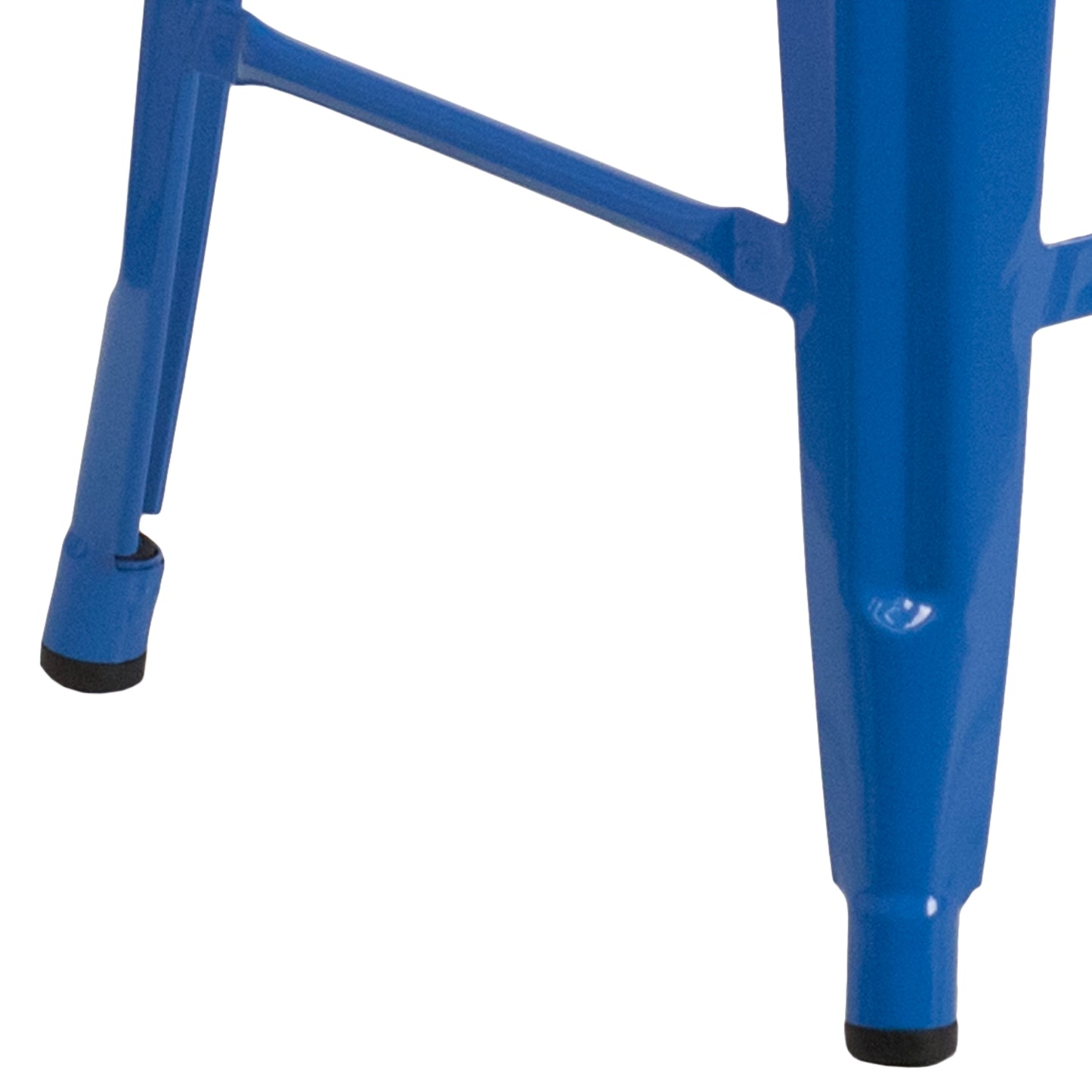 Lily 24" High Backless Blue Metal Counter Height Stool with Square Wood Seat Blue