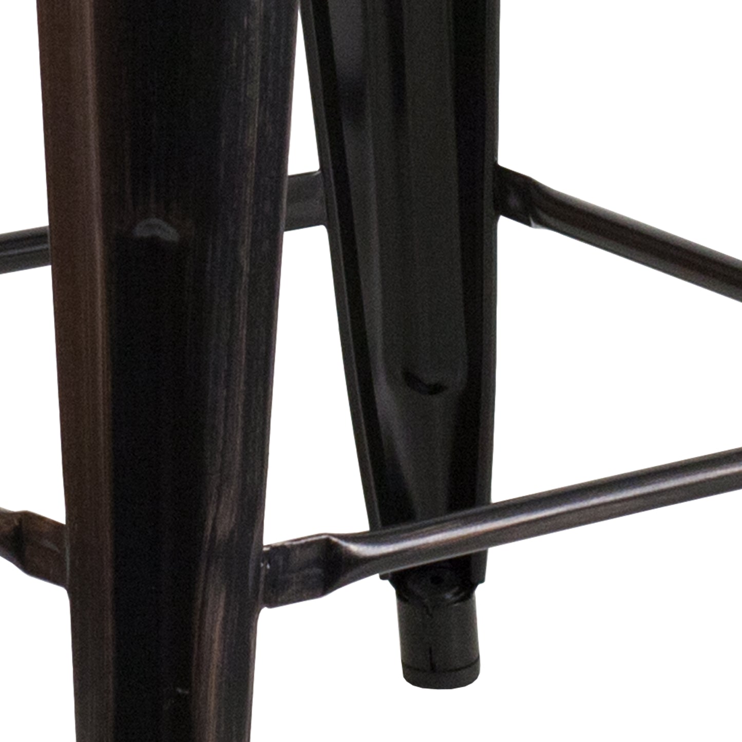 Kai Commercial Grade 24" High Backless Black-Antique Gold Metal Indoor-Outdoor Counter Height Stool with Square Seat Black-Antique Gold CH-31320-24-BQ-GG