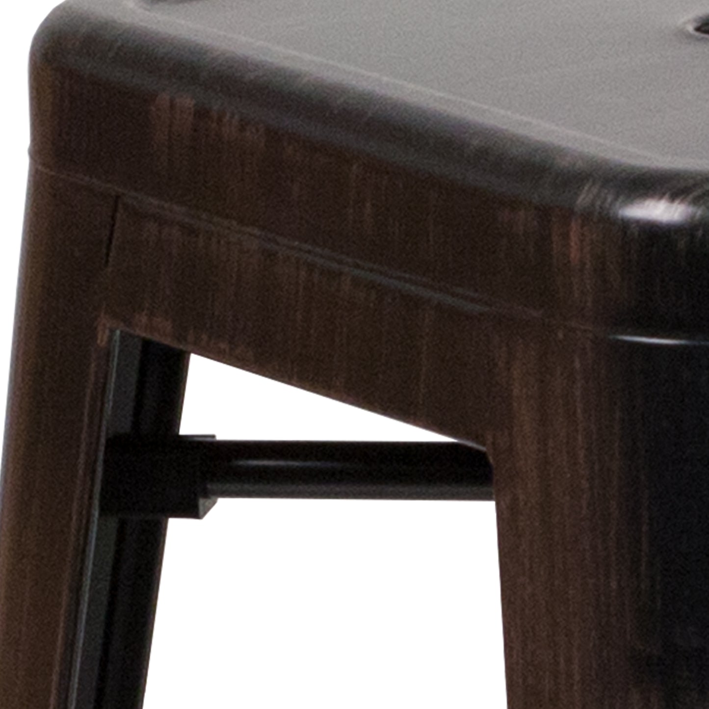 Kai Commercial Grade 24" High Backless Black-Antique Gold Metal Indoor-Outdoor Counter Height Stool with Square Seat Black-Antique Gold CH-31320-24-BQ-GG