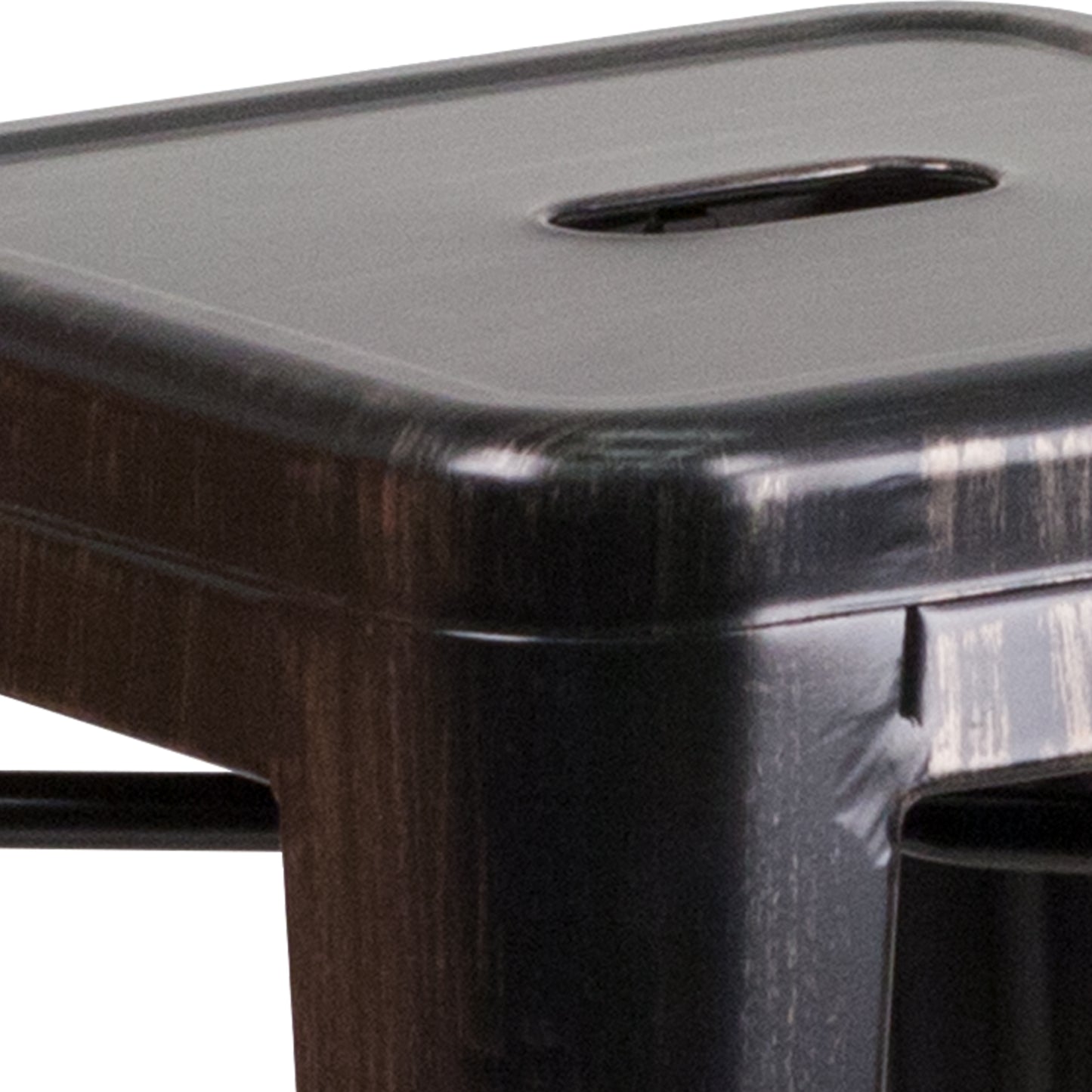 Kai Commercial Grade 24" High Backless Black-Antique Gold Metal Indoor-Outdoor Counter Height Stool with Square Seat Black-Antique Gold CH-31320-24-BQ-GG
