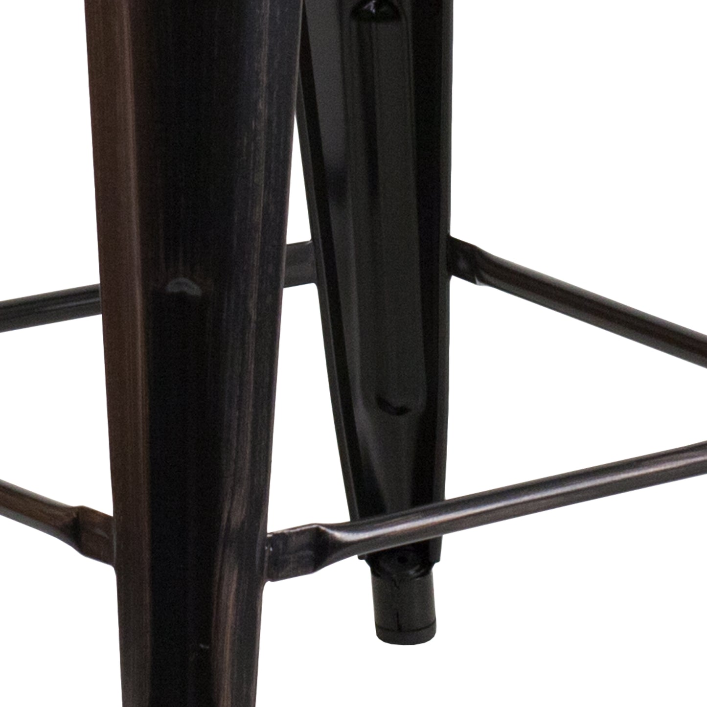 Lily 24" High Backless Black-Antique Gold Metal Counter Height Stool with Square Wood Seat Black-Antique Gold