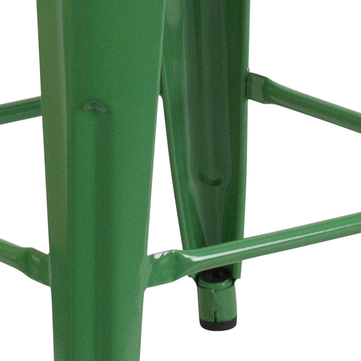 Kai Commercial Grade 24" High Backless Green Metal Indoor-Outdoor Counter Height Stool with Square Seat Green