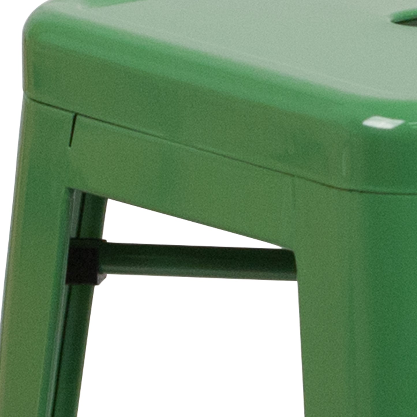 Kai Commercial Grade 24" High Backless Green Metal Indoor-Outdoor Counter Height Stool with Square Seat Green