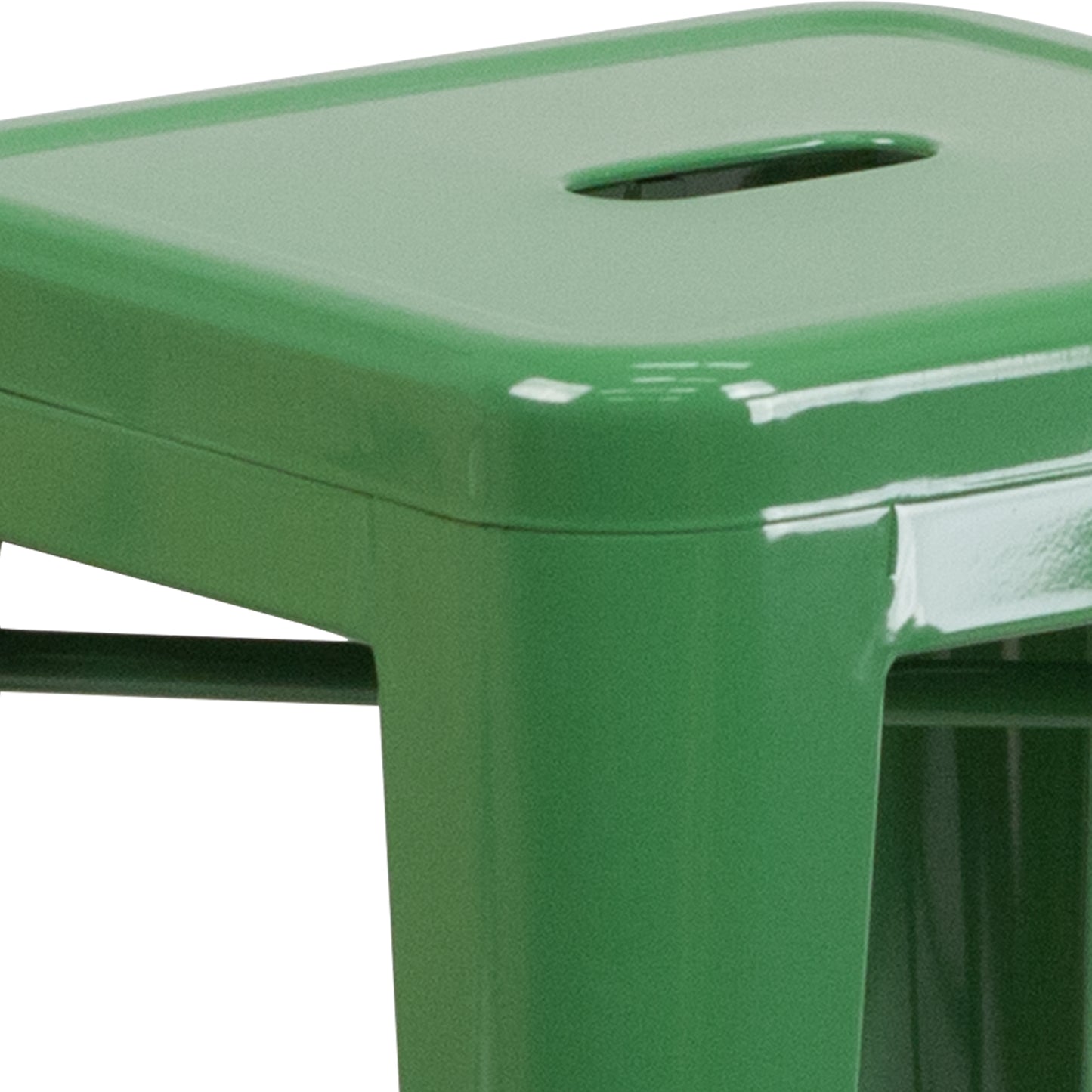 Kai Commercial Grade 24" High Backless Green Metal Indoor-Outdoor Counter Height Stool with Square Seat Green