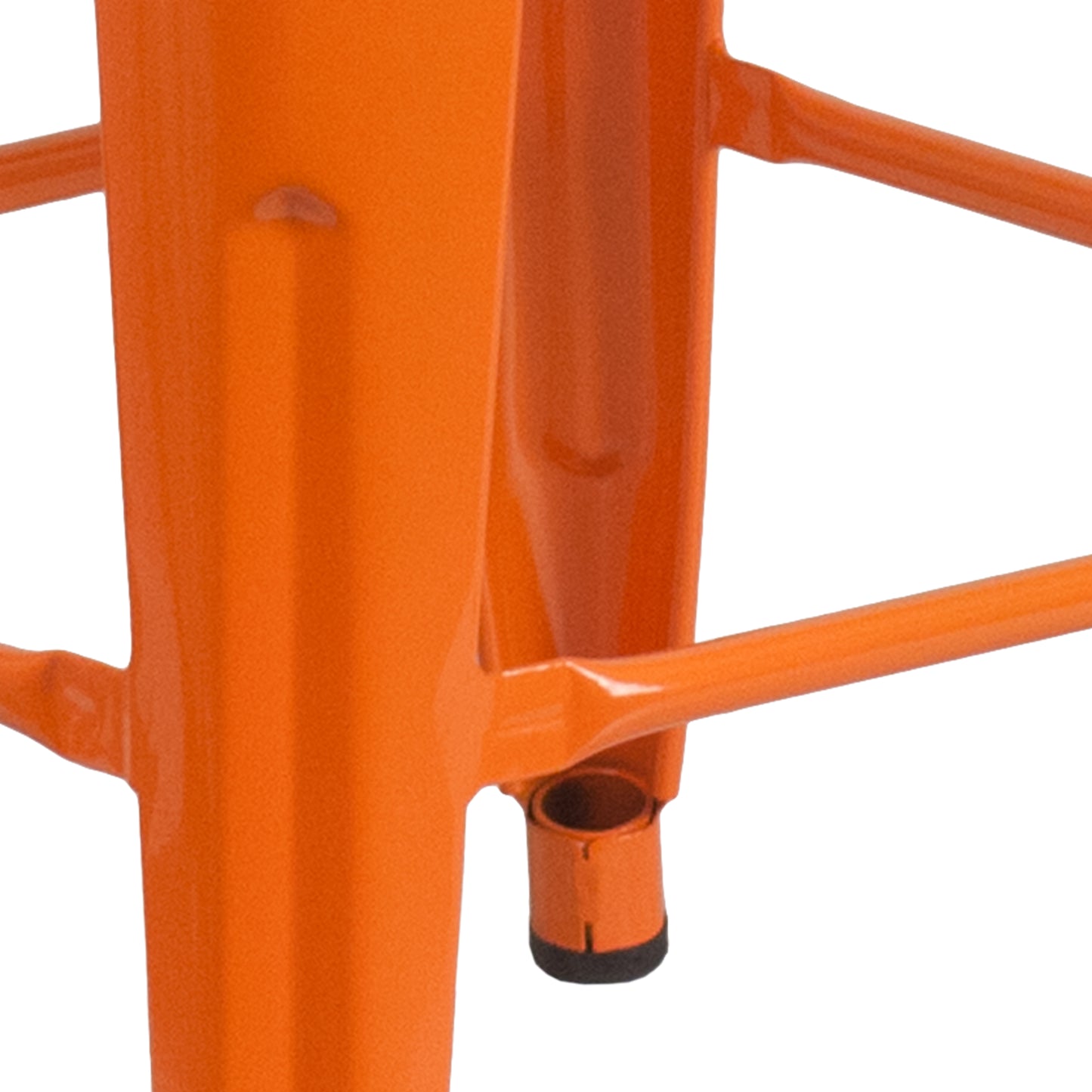 Kai Commercial Grade 24" High Backless Orange Metal Indoor-Outdoor Counter Height Stool with Square Seat Orange