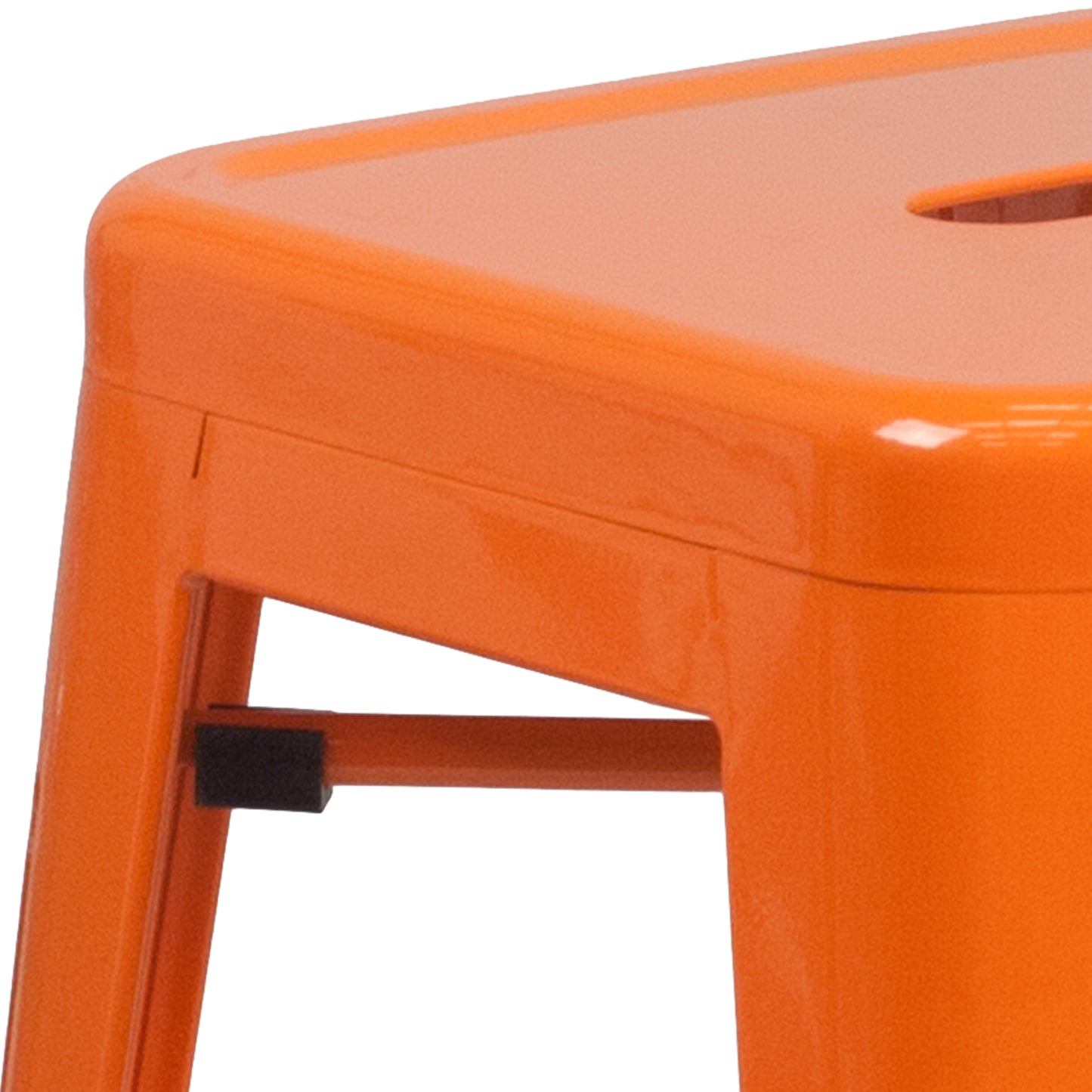 Kai Commercial Grade 24" High Backless Orange Metal Indoor-Outdoor Counter Height Stool with Square Seat Orange