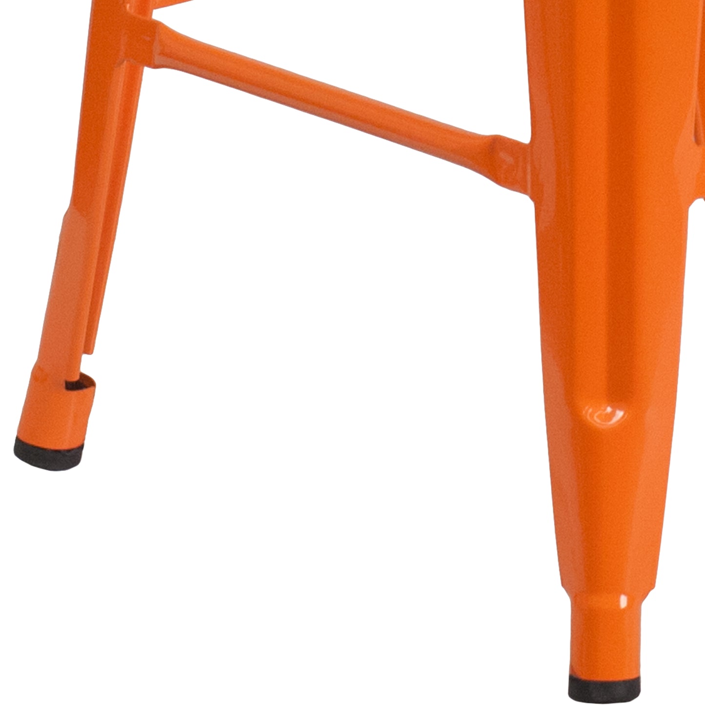 Kai Commercial Grade 24" High Backless Orange Metal Indoor-Outdoor Counter Height Stool with Square Seat Orange