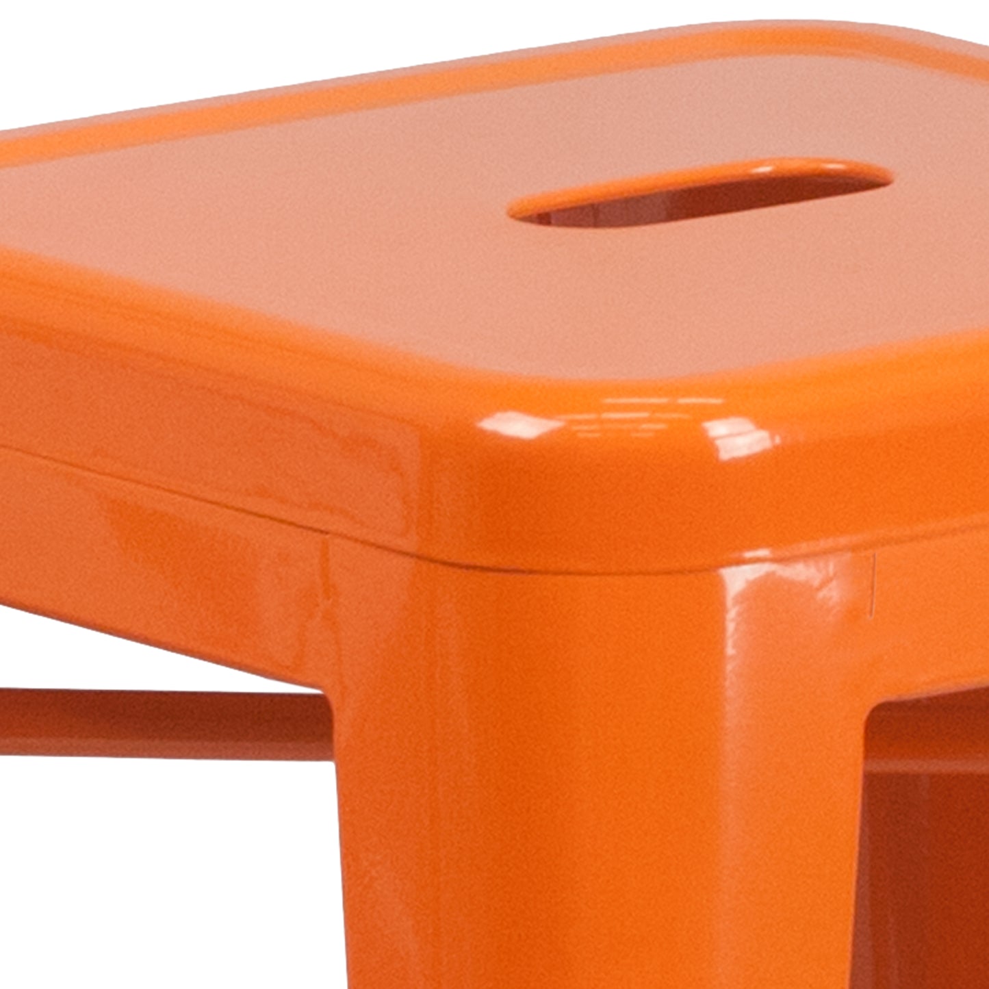 Kai Commercial Grade 24" High Backless Orange Metal Indoor-Outdoor Counter Height Stool with Square Seat Orange