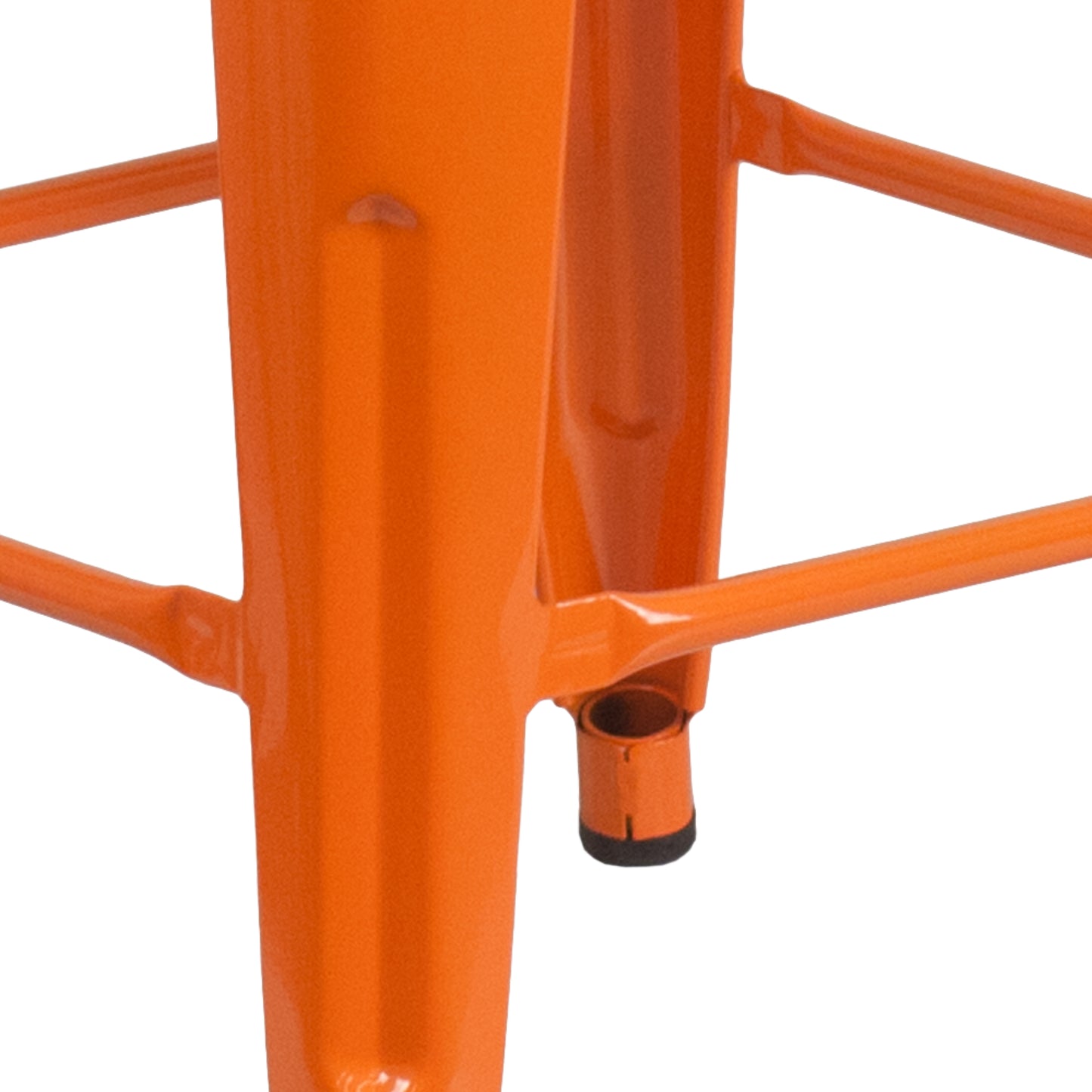 Lily 24" High Backless Orange Metal Counter Height Stool with Square Wood Seat Orange