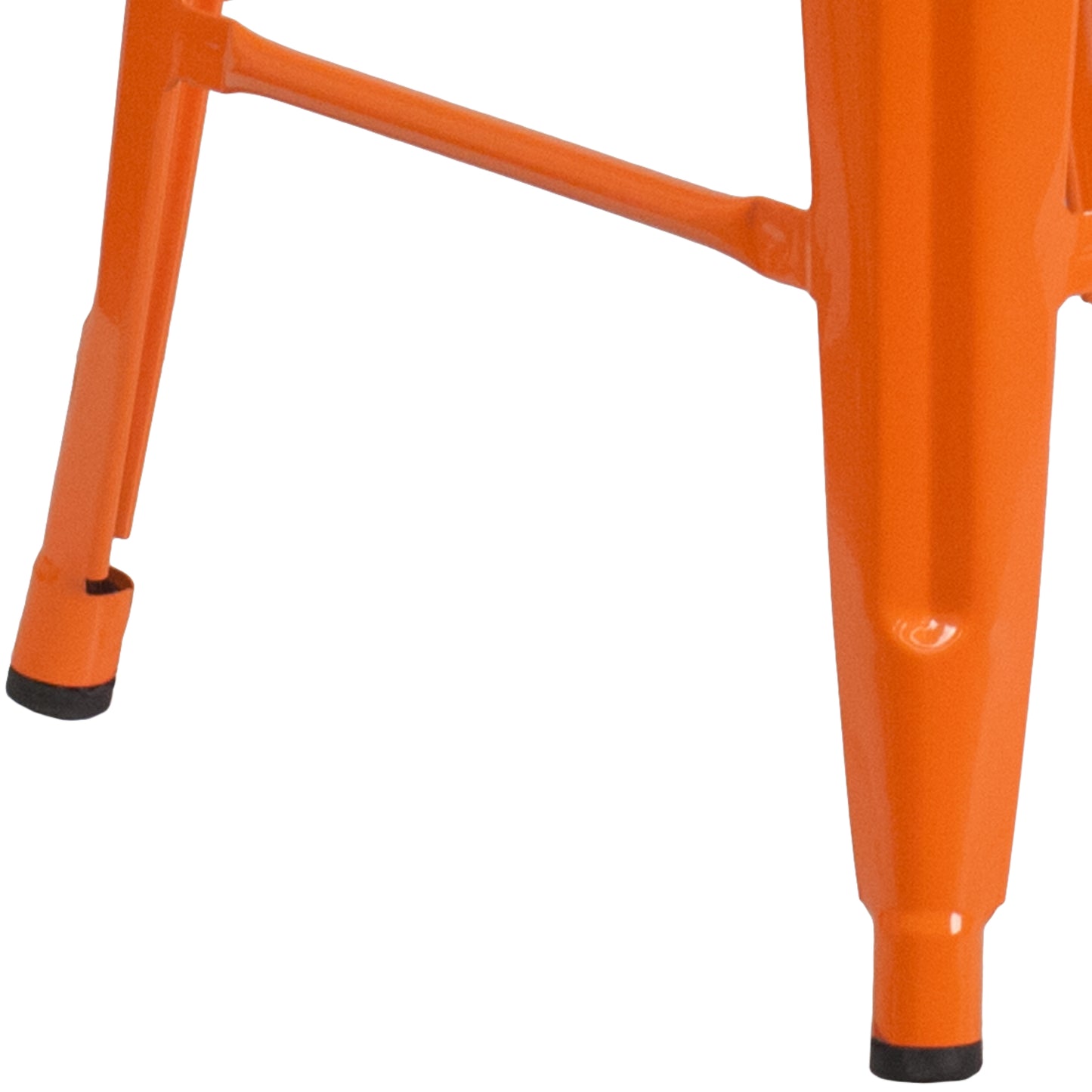 Lily 24" High Backless Orange Metal Counter Height Stool with Square Wood Seat Orange
