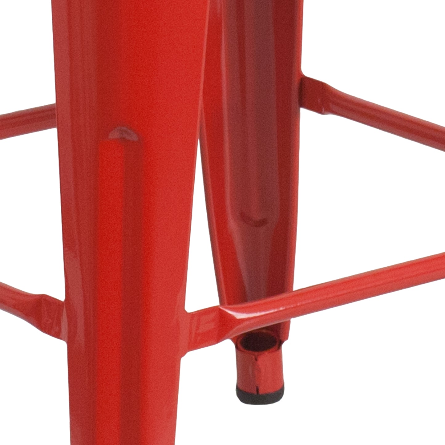 Kai Commercial Grade 24" High Backless Red Metal Indoor-Outdoor Counter Height Stool with Square Seat Red