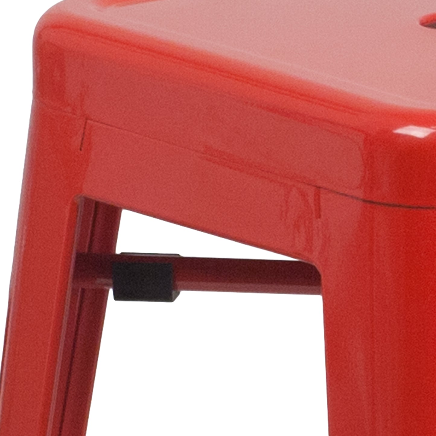 Kai Commercial Grade 24" High Backless Red Metal Indoor-Outdoor Counter Height Stool with Square Seat Red