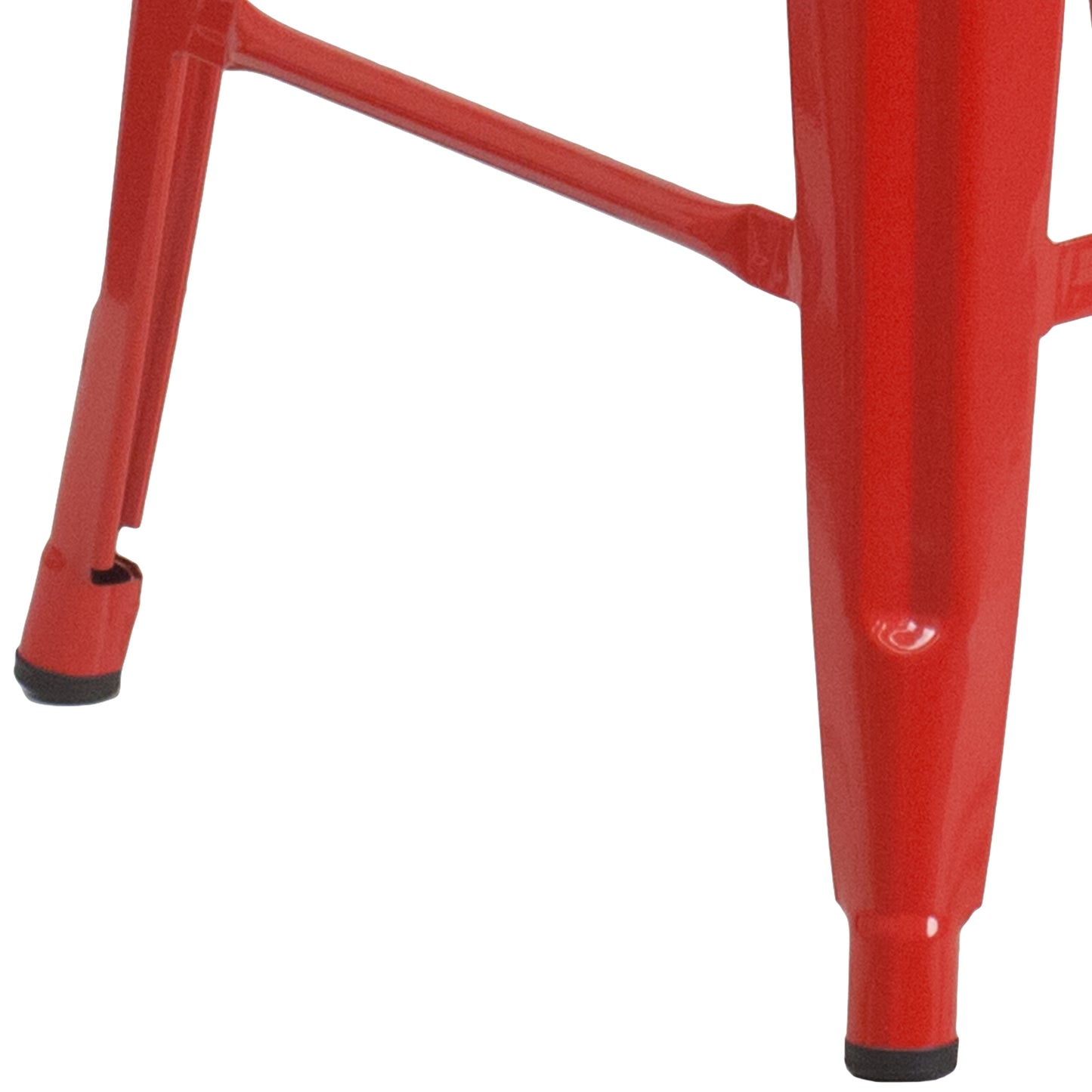 Kai Commercial Grade 24" High Backless Red Metal Indoor-Outdoor Counter Height Stool with Square Seat Red