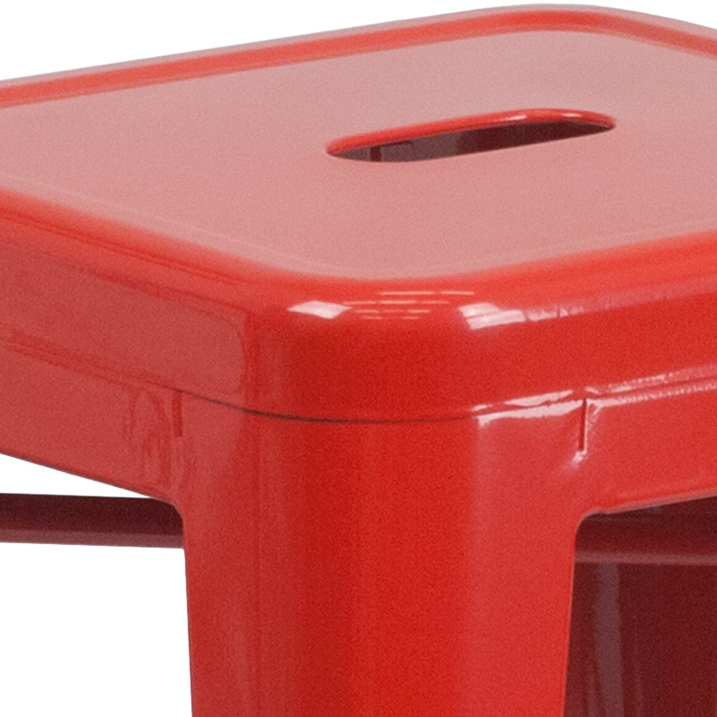 Kai Commercial Grade 24" High Backless Red Metal Indoor-Outdoor Counter Height Stool with Square Seat Red