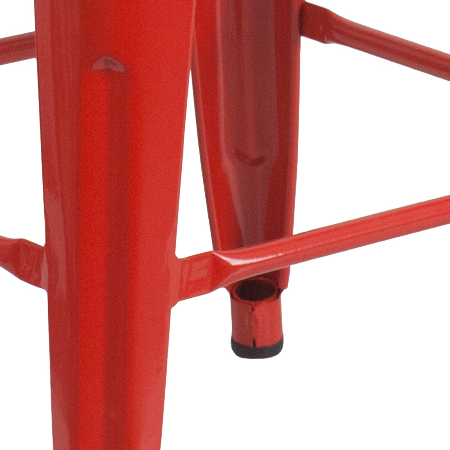 Lily 24" High Backless Red Metal Counter Height Stool with Square Wood Seat Red