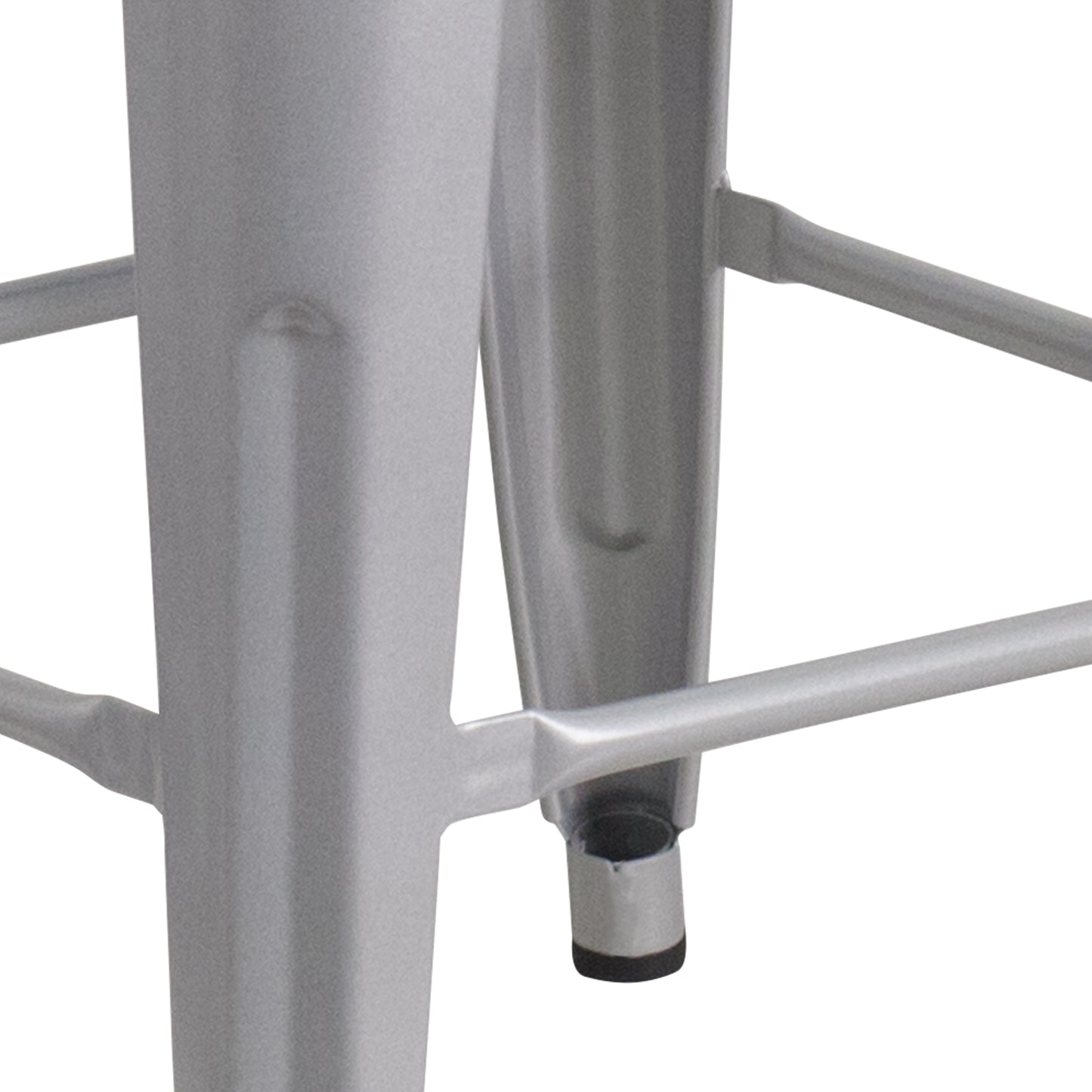 Kai Commercial Grade 24" High Backless Silver Metal Indoor-Outdoor Counter Height Stool with Square Seat Silver